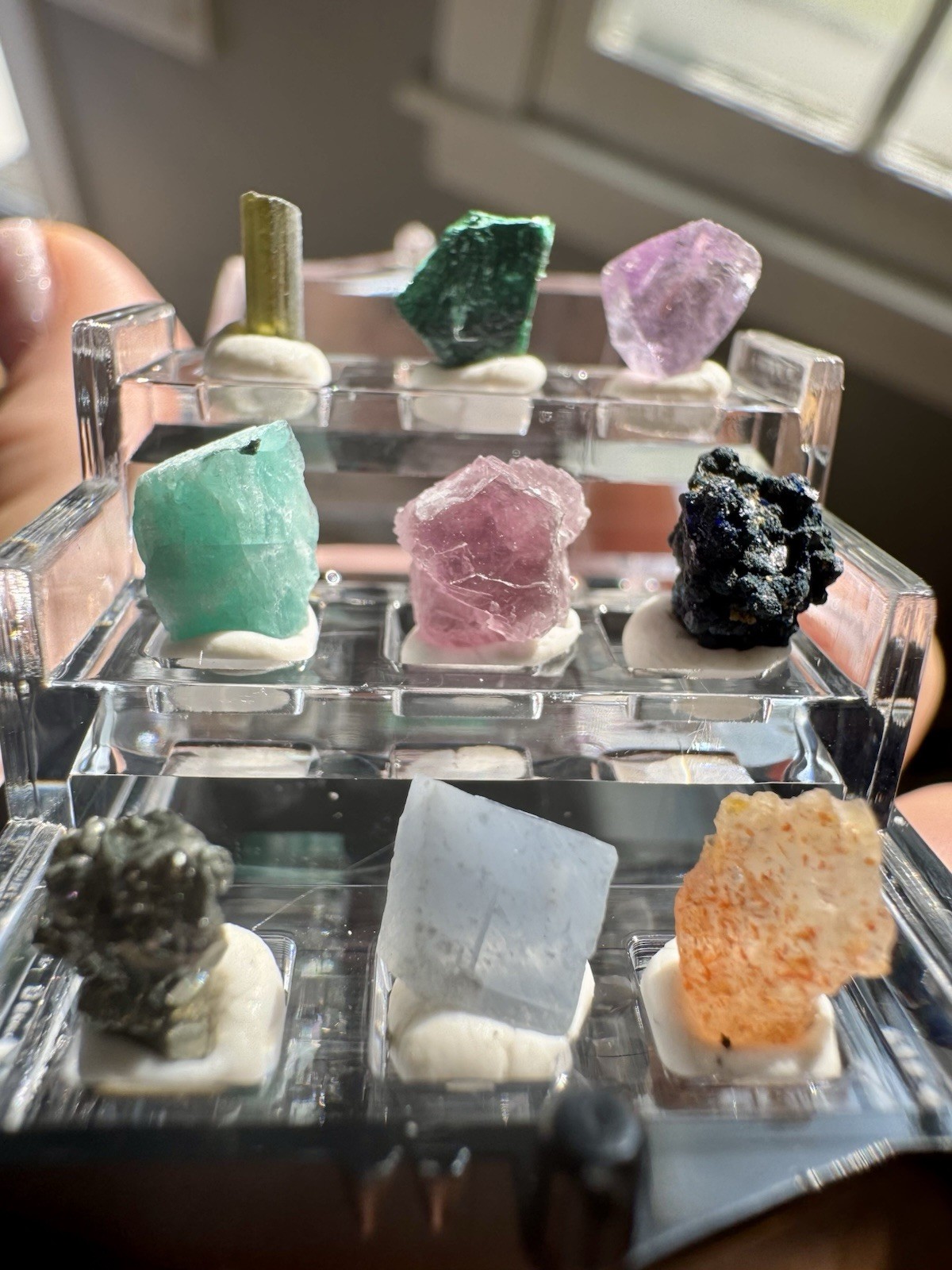 Collection If 9 Mini Specimens In Perky Box. See Stones In Description