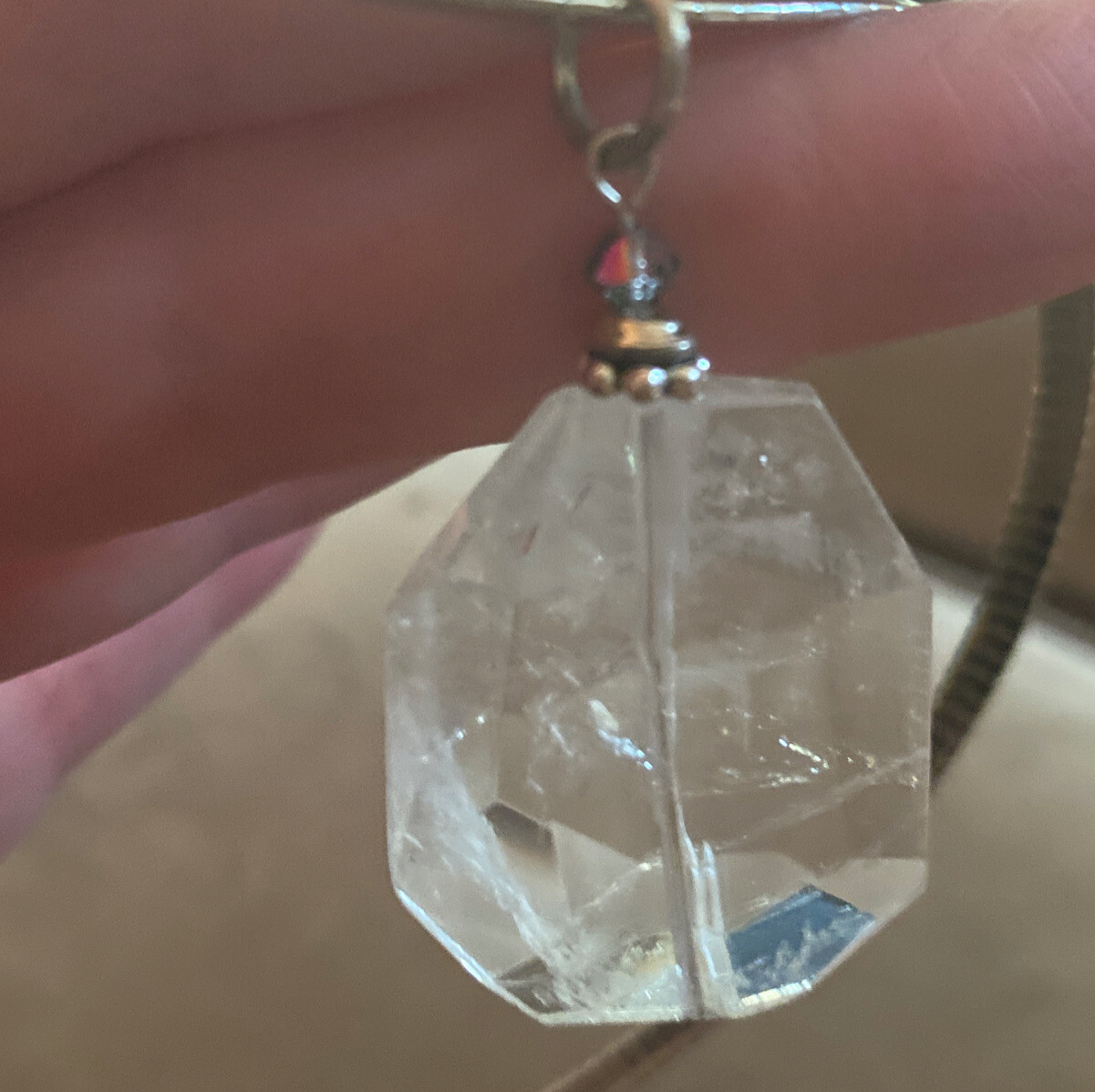 CRYSTAL QUARTZ | HEAVY SILVER PLATED 4MM OMEGA 16″ CHOKER