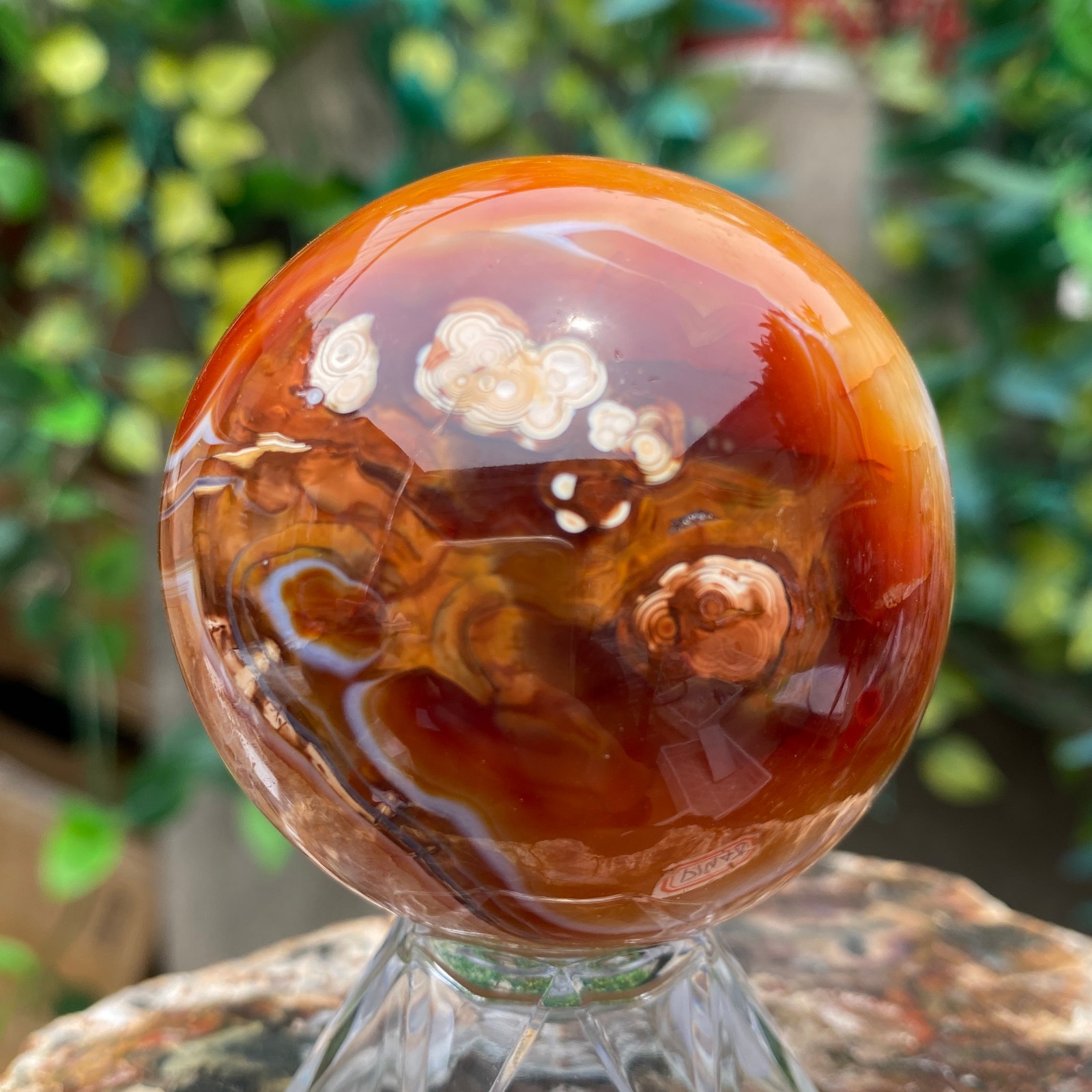 290g Natural red striped agate crystal ball mineral specimen Sphere