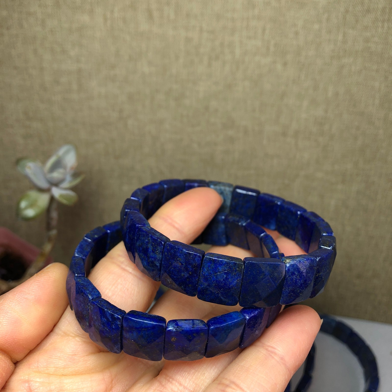 1pcsNatural lapis lazuli Stone Bracelet Brown Gemstone Stretch Bracelet Handmade