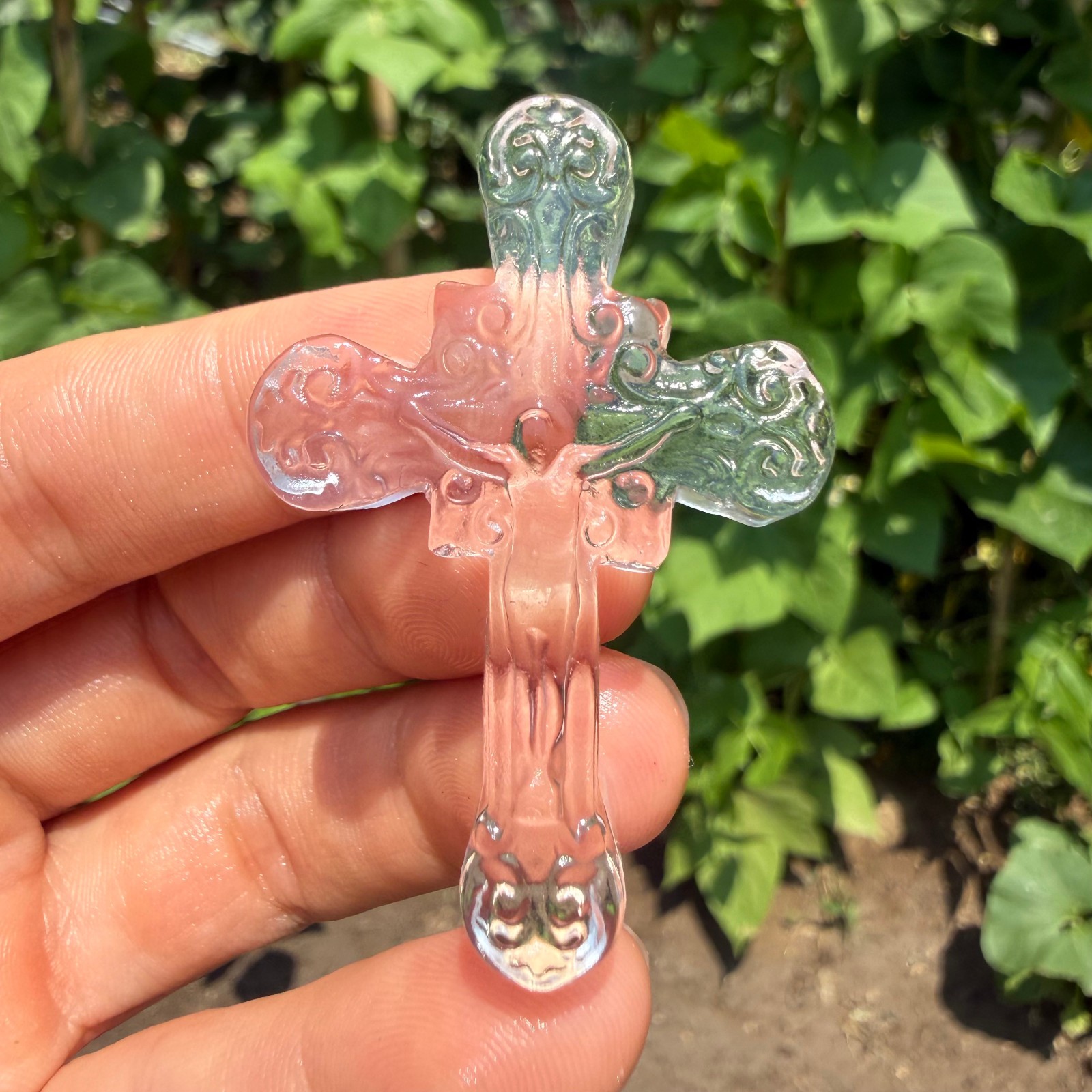 2″ Natural White crystal Quartz Crystal Cross Reiki Faith Amulet 1pc