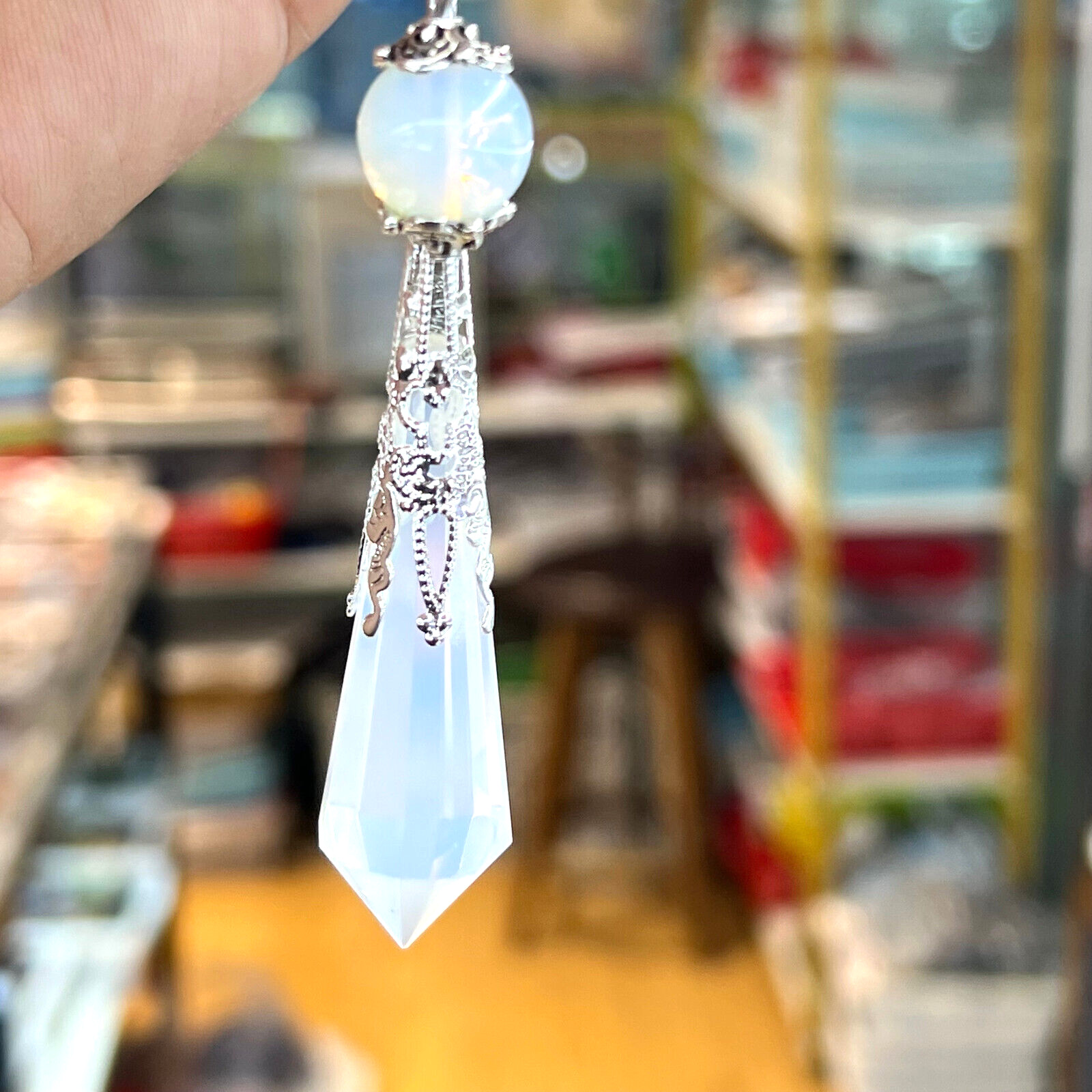 1pc Opal Gemstone Point Pendulum Dowsing Crystal Dowser Chakra Healing