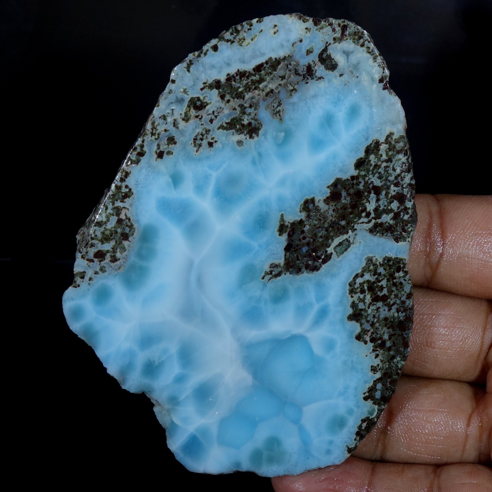 Sky Blue Larimar Slab Rough Dominican Blue Pectolite Cab Cutting Stone 402.90 Ct
