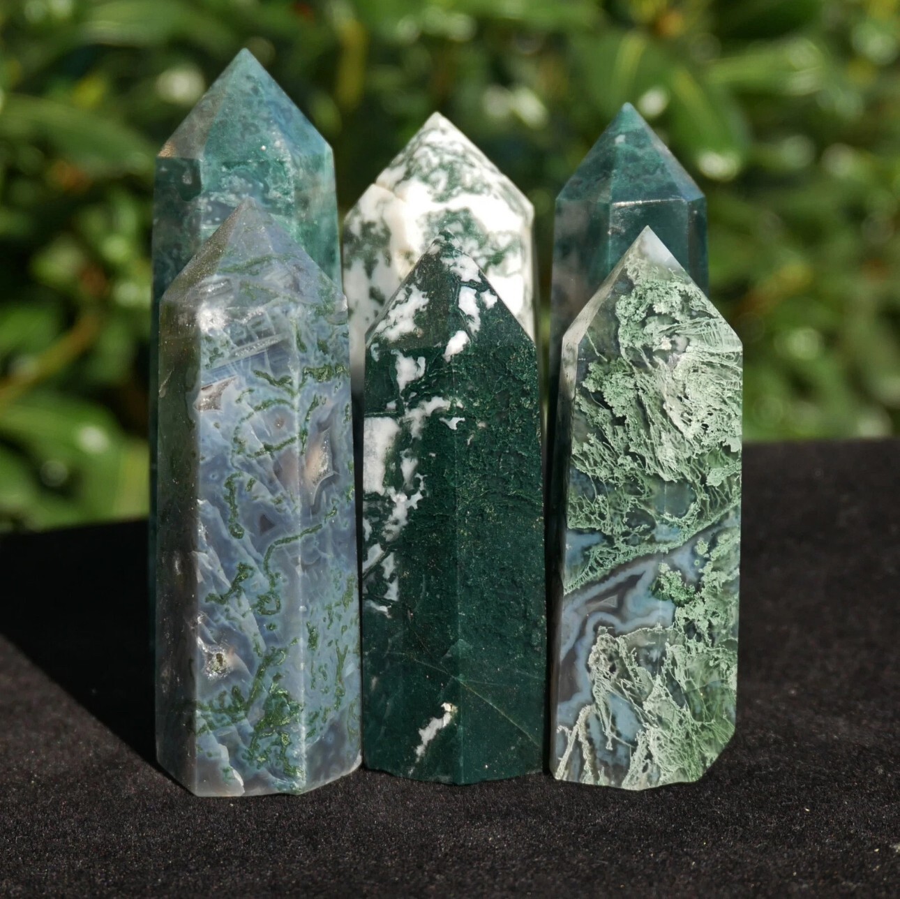 AAA+ Grade Moss Agate Tower Point Green Crystal Obelisk Healing Crystal Collect