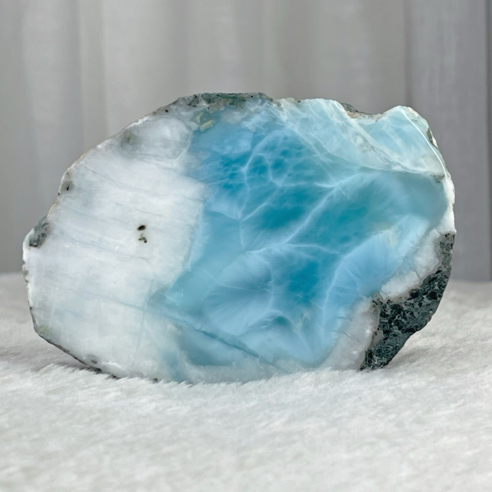 Blue Larimar 501g, Large Semi-Polished Split Whole Stone, Dominican Gemstone