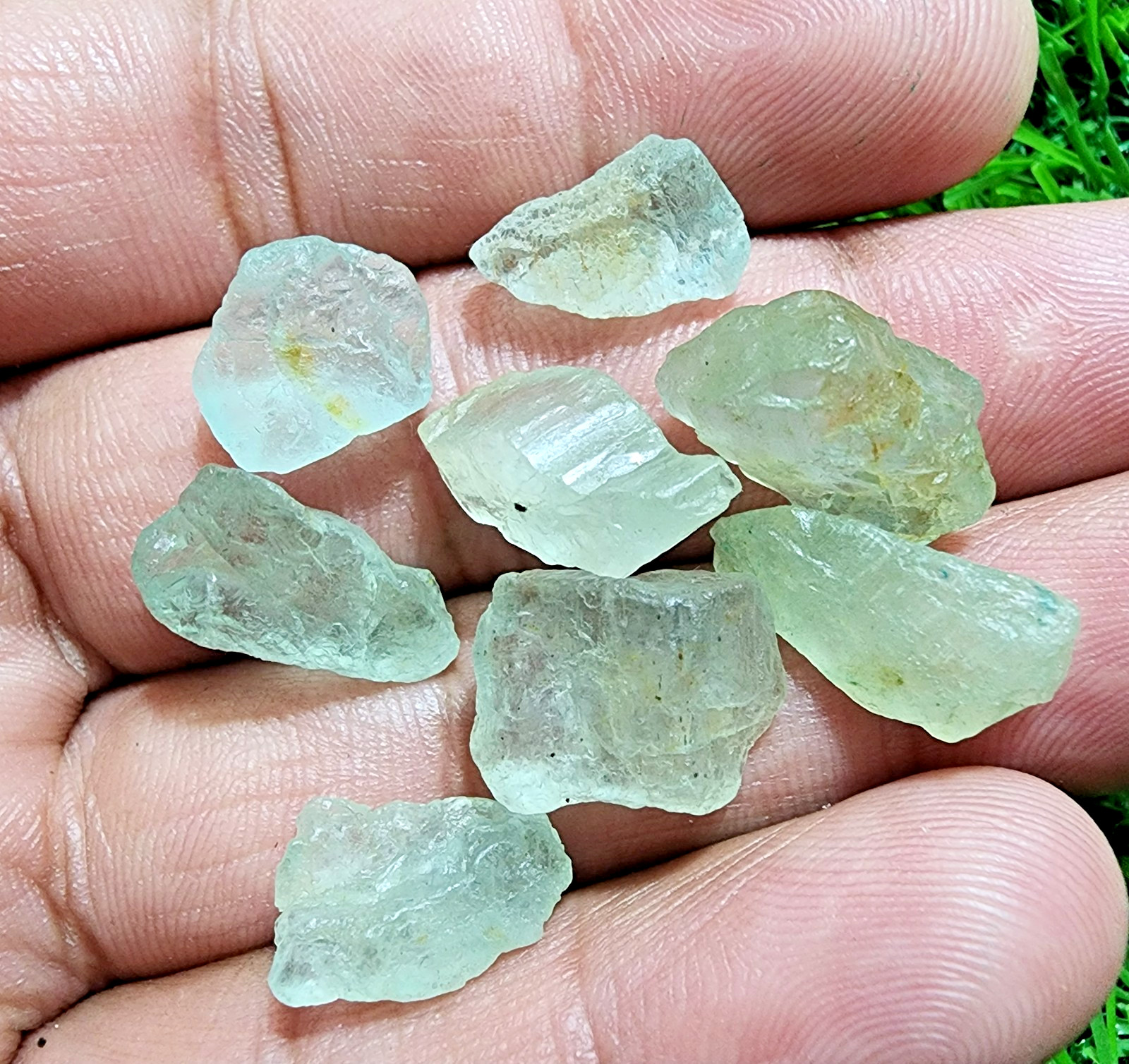 8 Pcs Huge Aquamarine Gemstone Rough Lot 12-18mm Loose Stones Healing Crystal