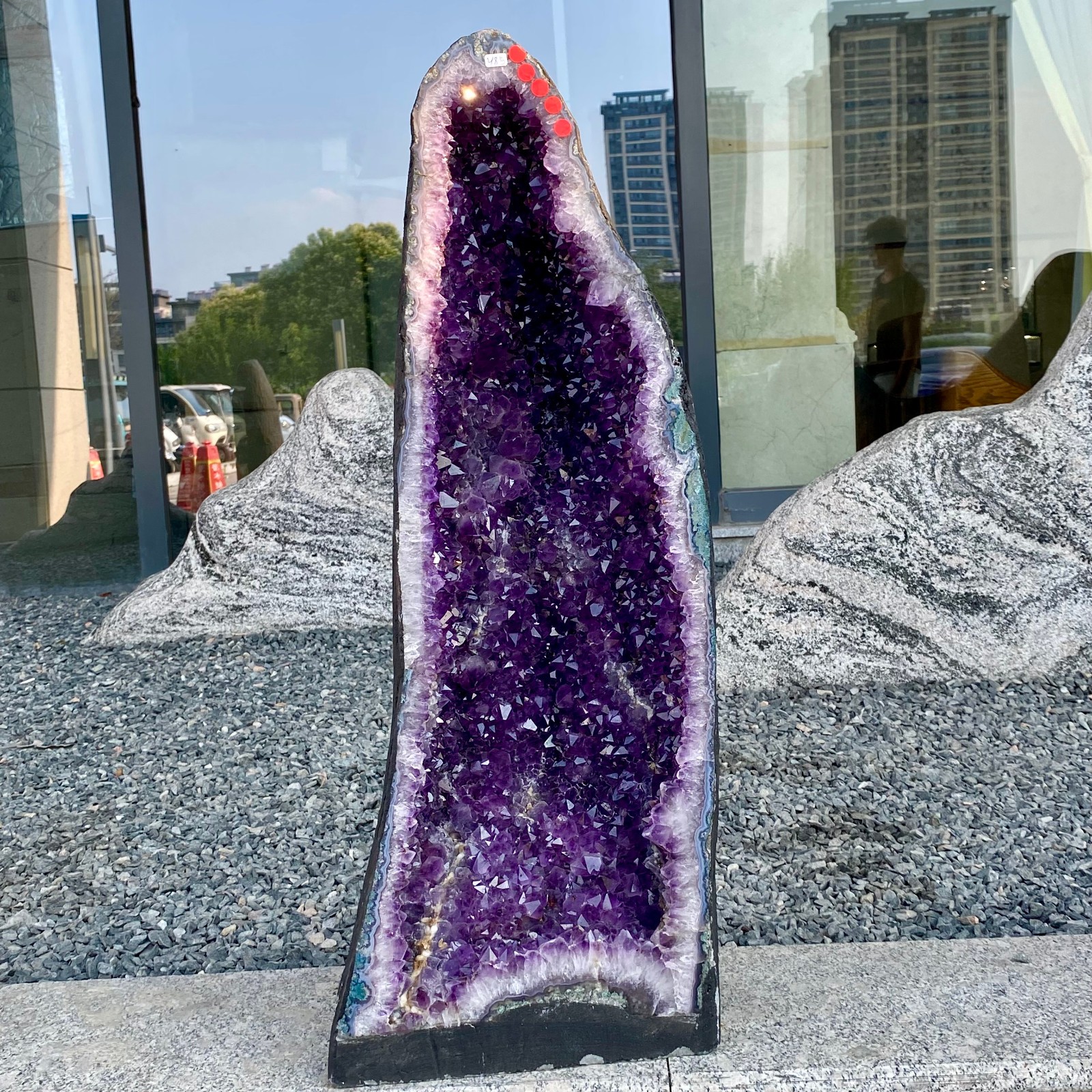 105LB Natural Amethyst Geode Quartz Crystal Cluster Cathedral Energy healing