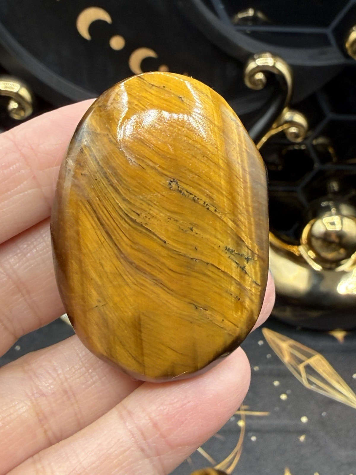 Natural Yellow Tigers Eye Palmstones Free shipping