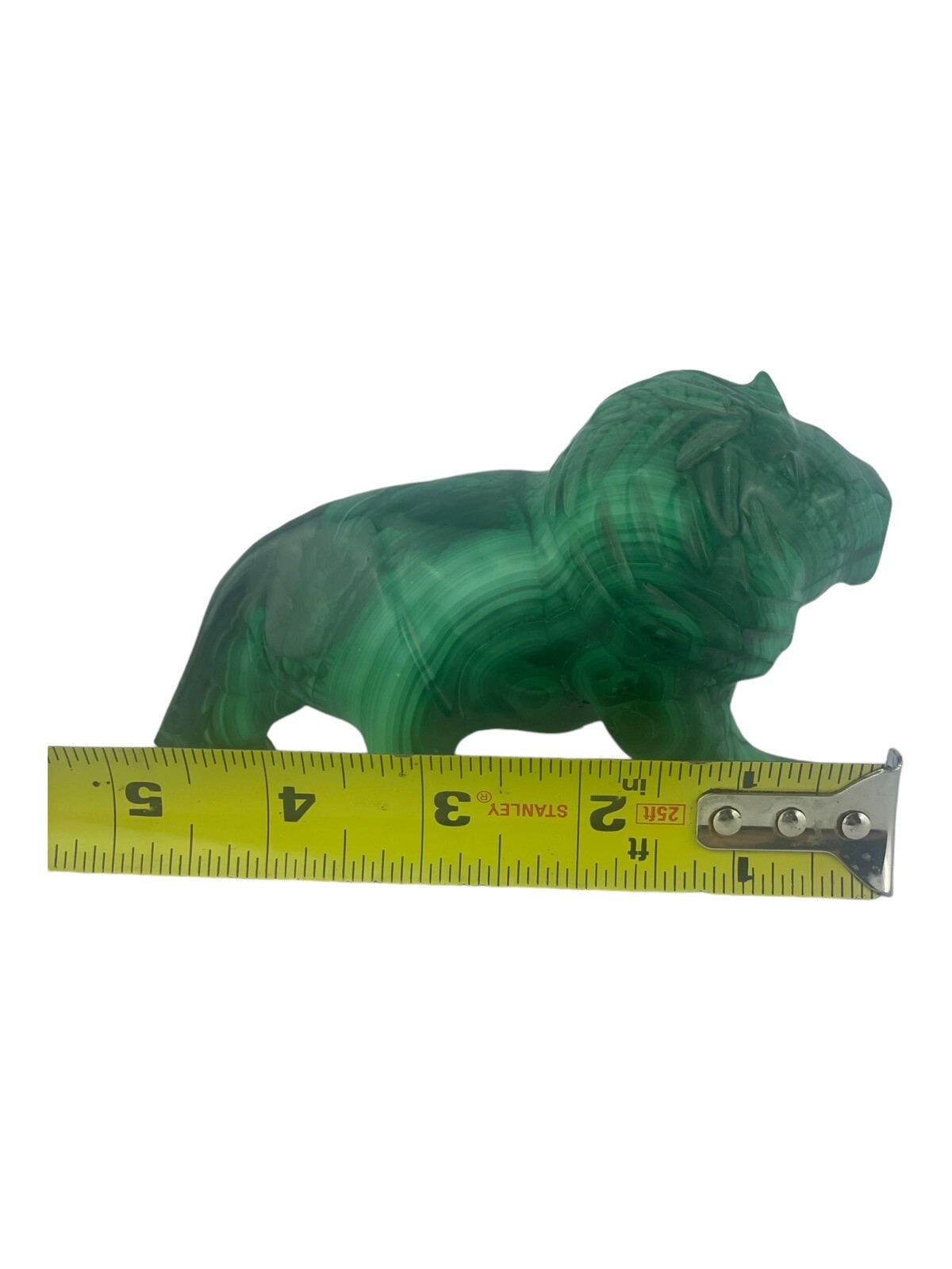 Malachite LION Stone Sculpture -Gorgeous Color Fine Art -Unique Details