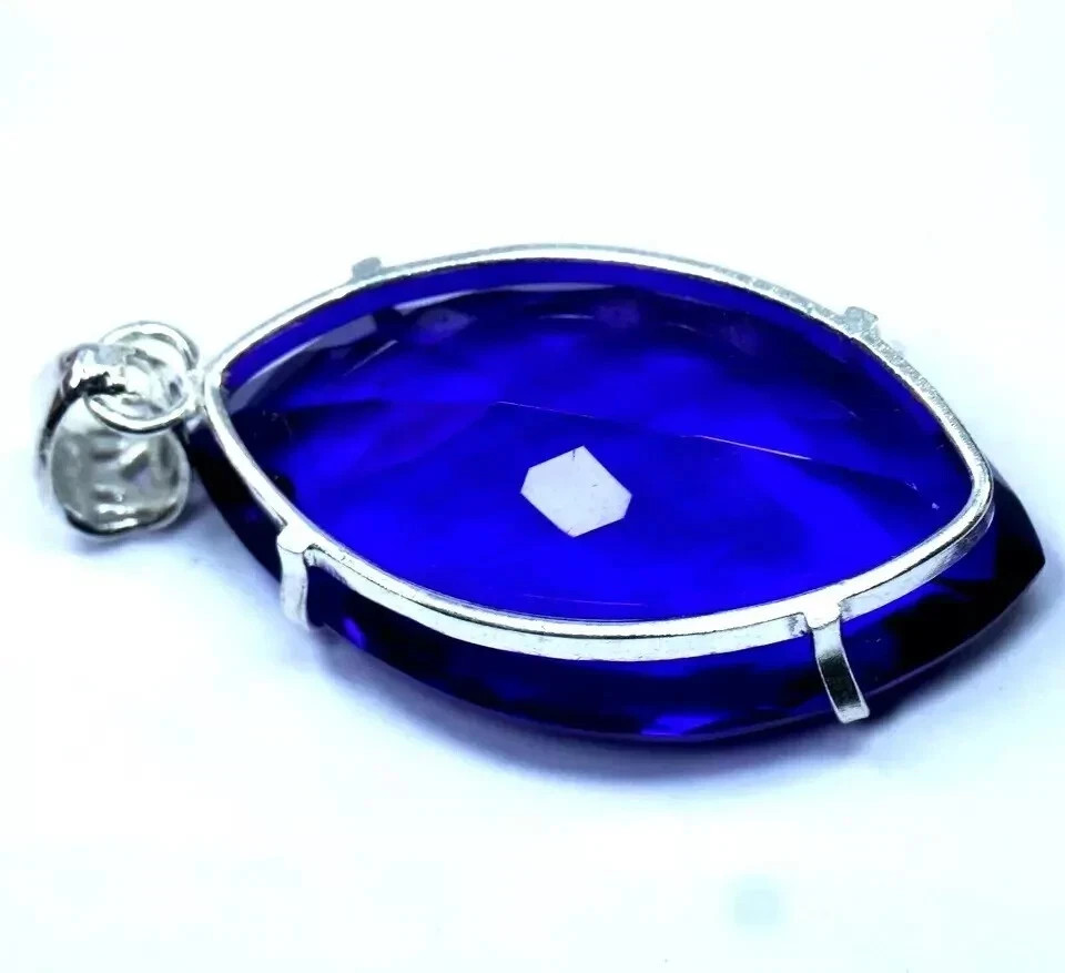 Marquise Cut Natural 90 Ct +Blue Topaz 925 Solid Silver Pendant Loose Gemstone
