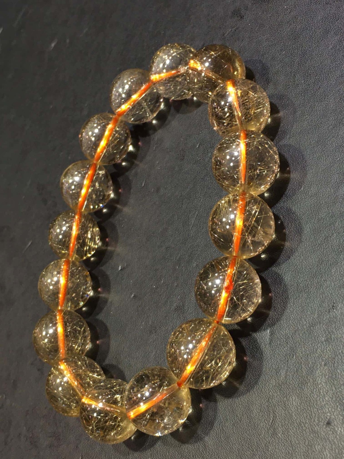 13mm Top Natural Gold Rutilated Quartz Crystal Quartz bracelet Healing Repair