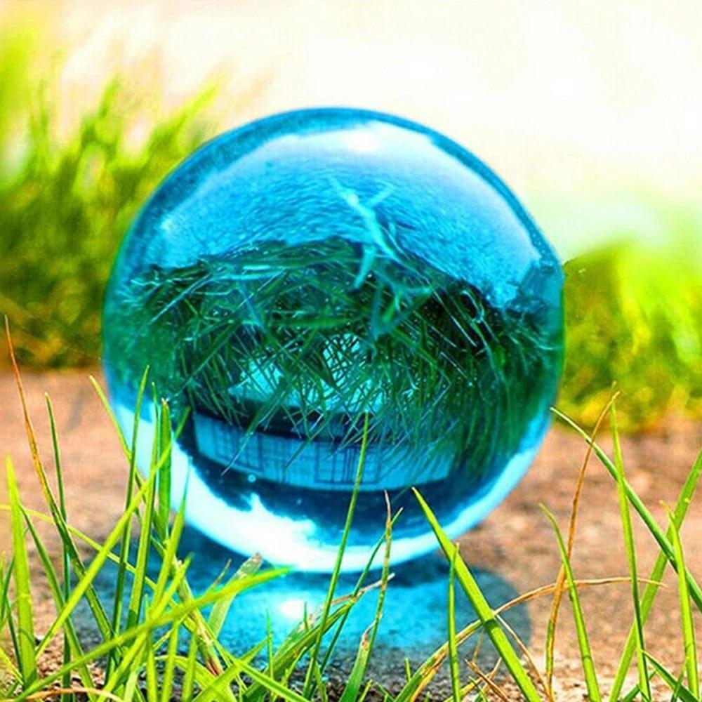 40mm Asian Rare Natural Quartz Sea Blue Magic K9 Crystal Healing Ball Sphere