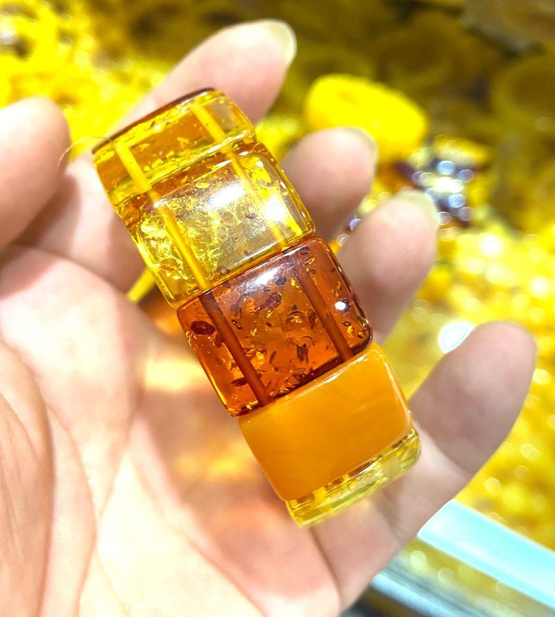 Certificate 16*20*6mm Natural multicolor Mexico Amber beeswax Bracelet 7.5”