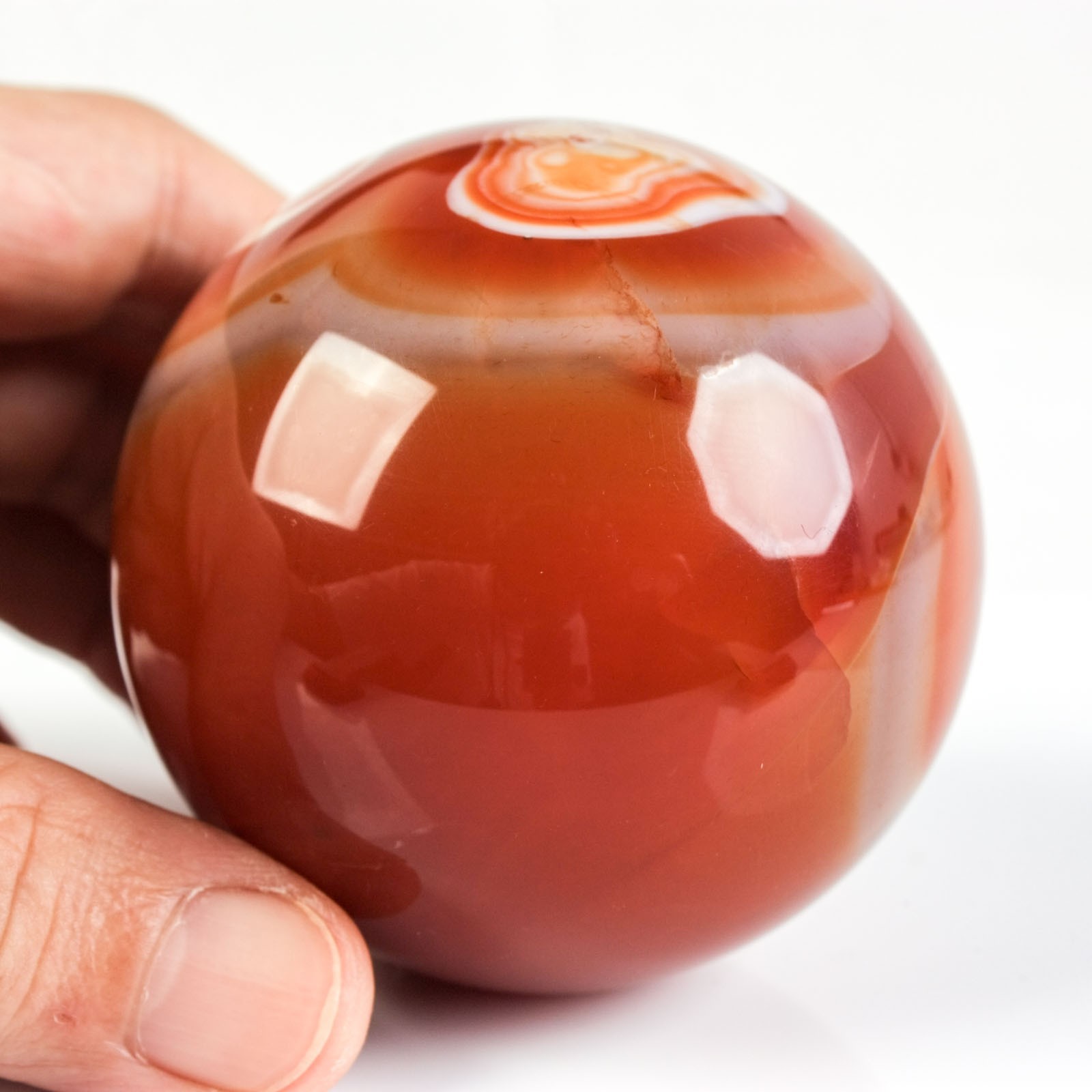 2.5″ 12.35oz Banded Carnelian Agate Sphere Crystal Ball Natural Mineral Specimen