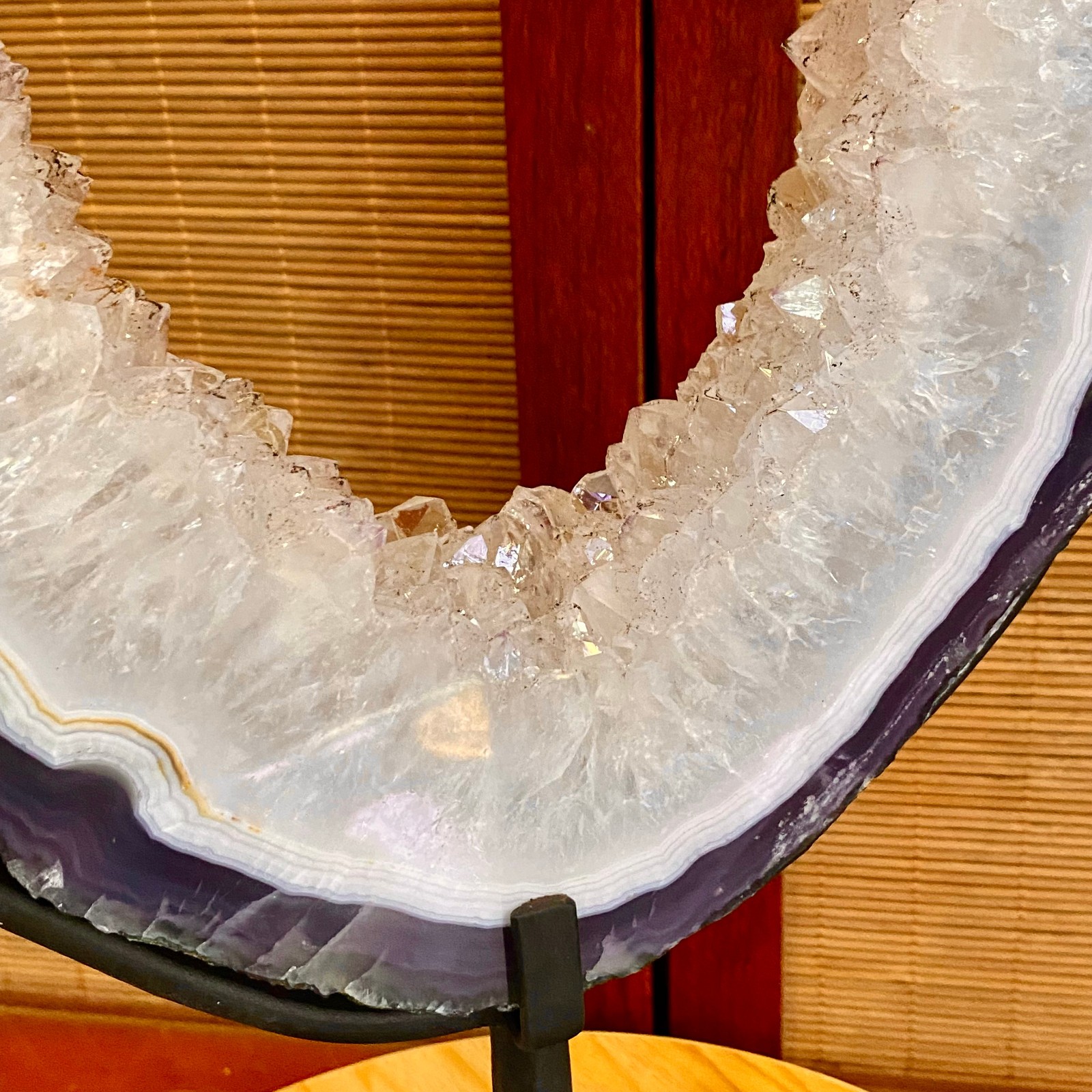 8.59LB Natural Amethyst Cave Crystal Slice Crescent shaped Hand Cut Repai