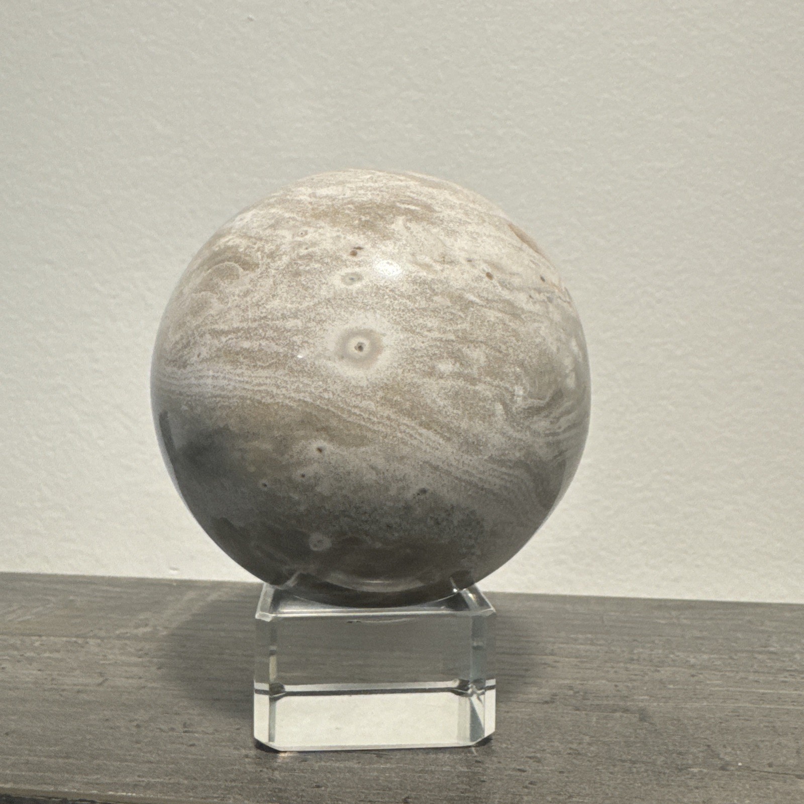 Snow Agate Crystal Sphere 602 Grams 76 mm