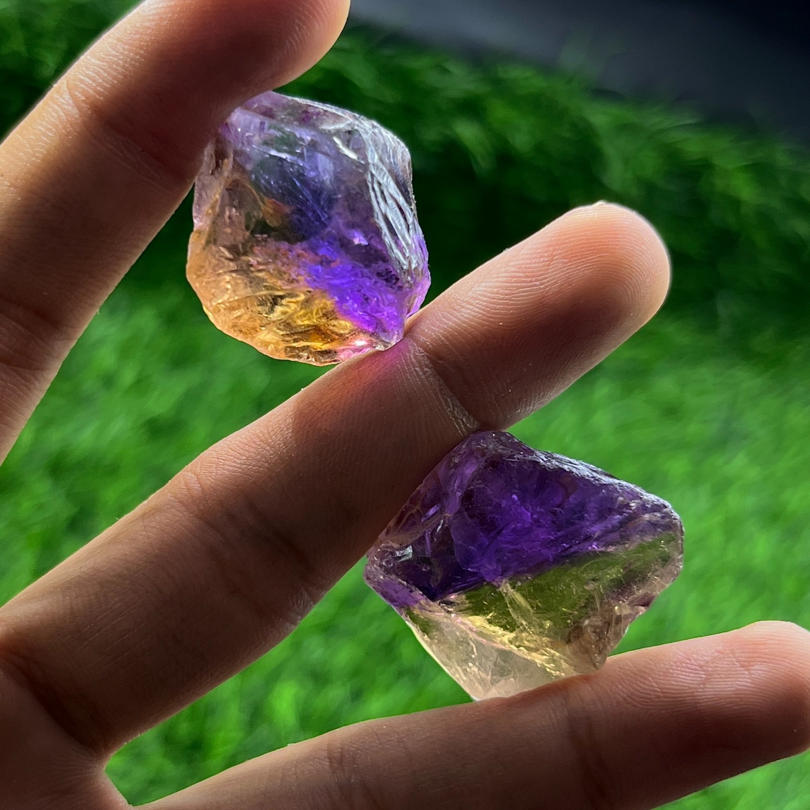 2 Pcs Rare Ametrine Rough Gemstones Lot– Natural Raw Amethyst and Citrine