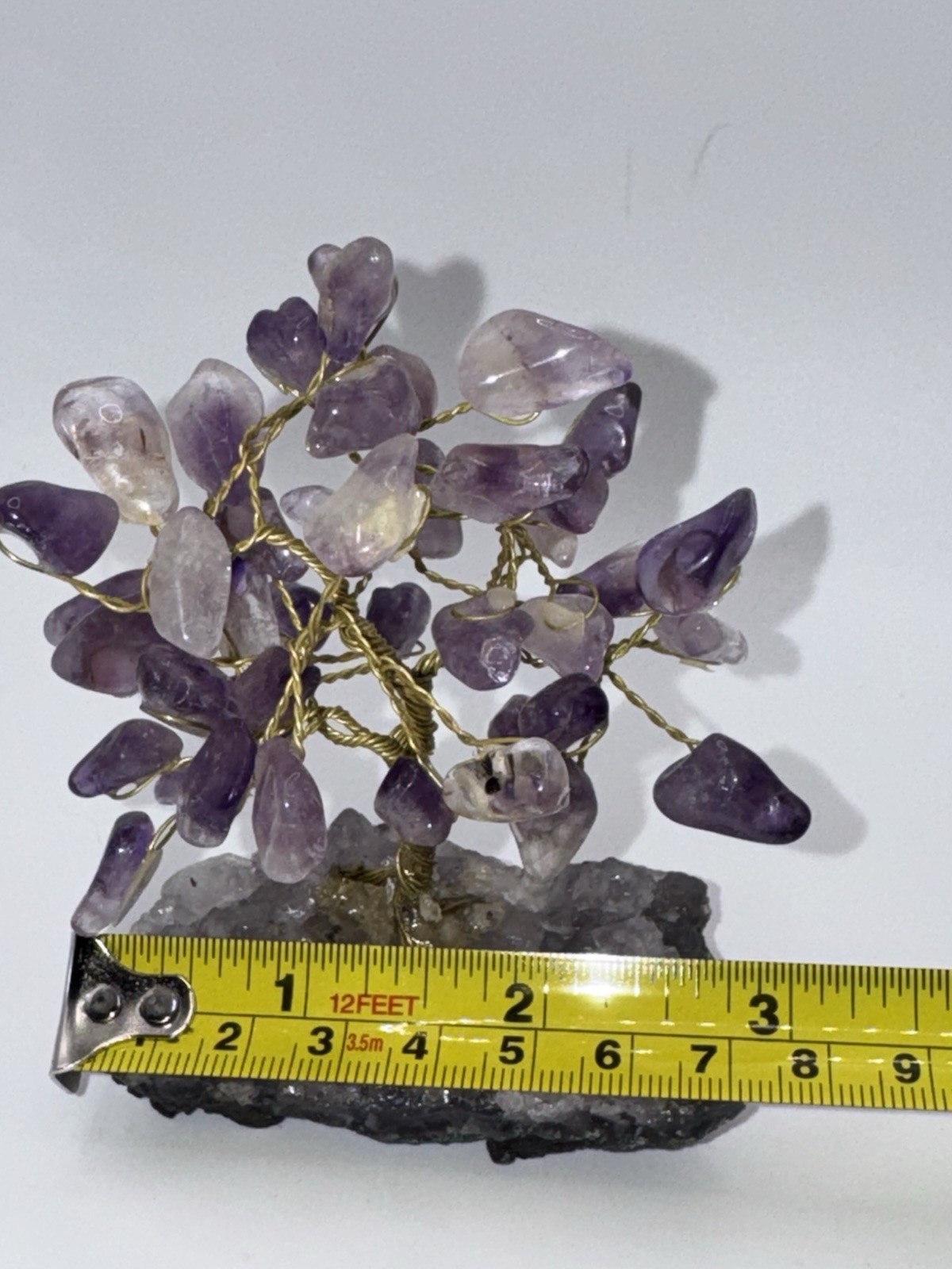 Natural Amethyst Crystal Tumbled Stone Tree of Life Ornament Reiki Healing Money