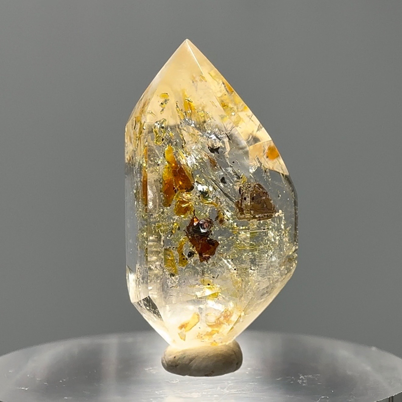 3 Moving Bubbles! RARE Fluorescent Golden Petroleum Quartz Enhydro Crystal