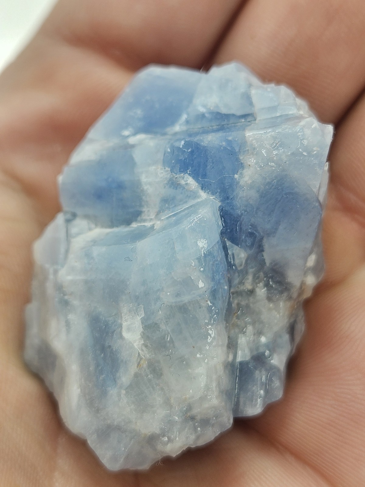 Natural Blue Calcite Raw Stone – Large Unpolished Sky Blue Crystal Chunk