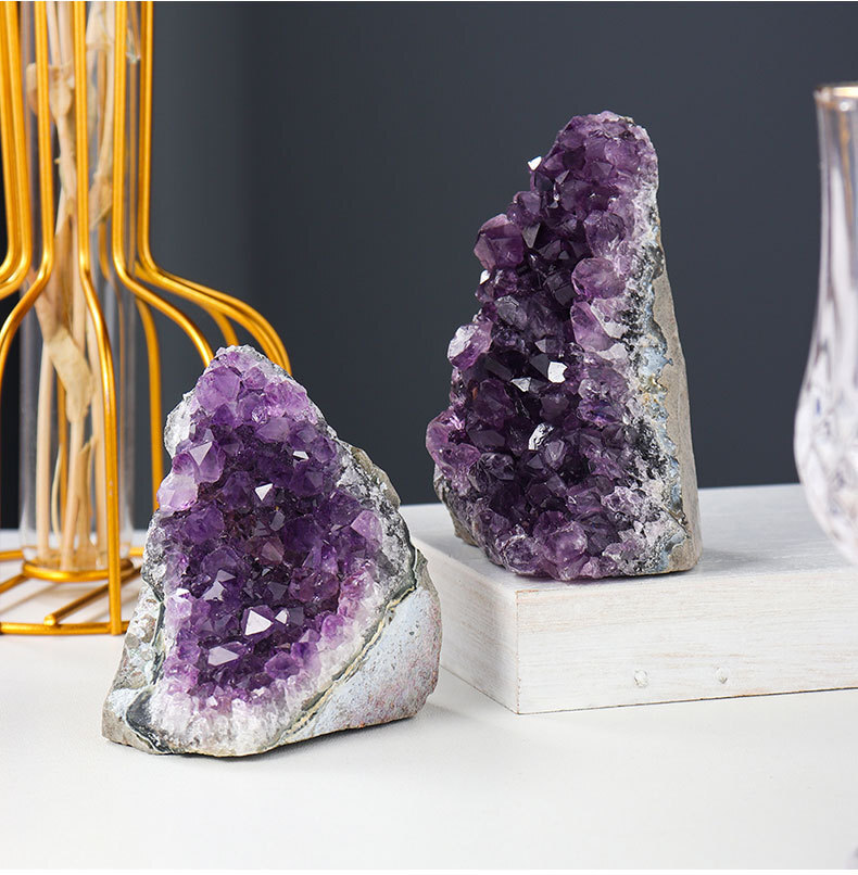 Natural Amethyst Quartz Geode Crystal Cluster Healing Specimen Decoration DIY