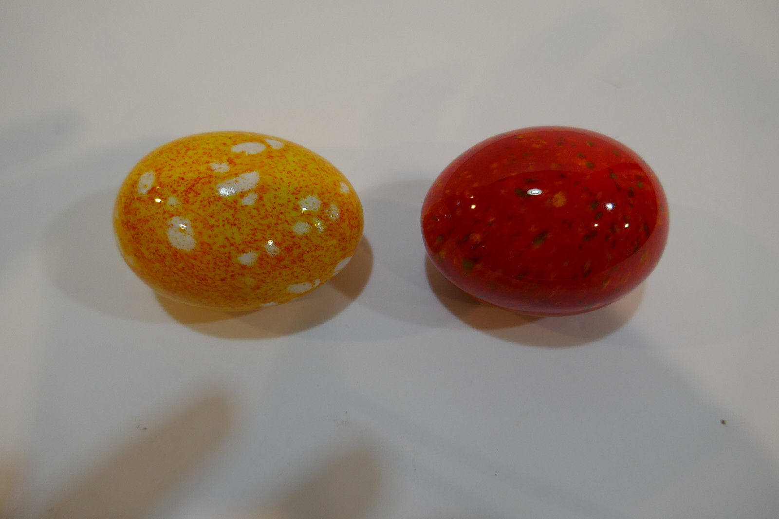Set of 2 Hollow Ceramic Brightly Colored Eggs