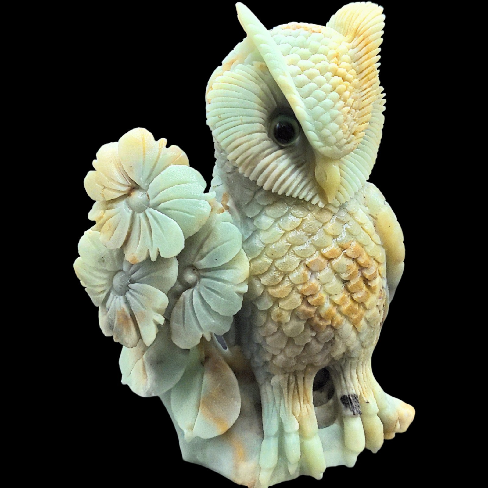 Hand Carved Amazonite Owl Sculpture – Stone Guardian of Wisdom & Silent Insight