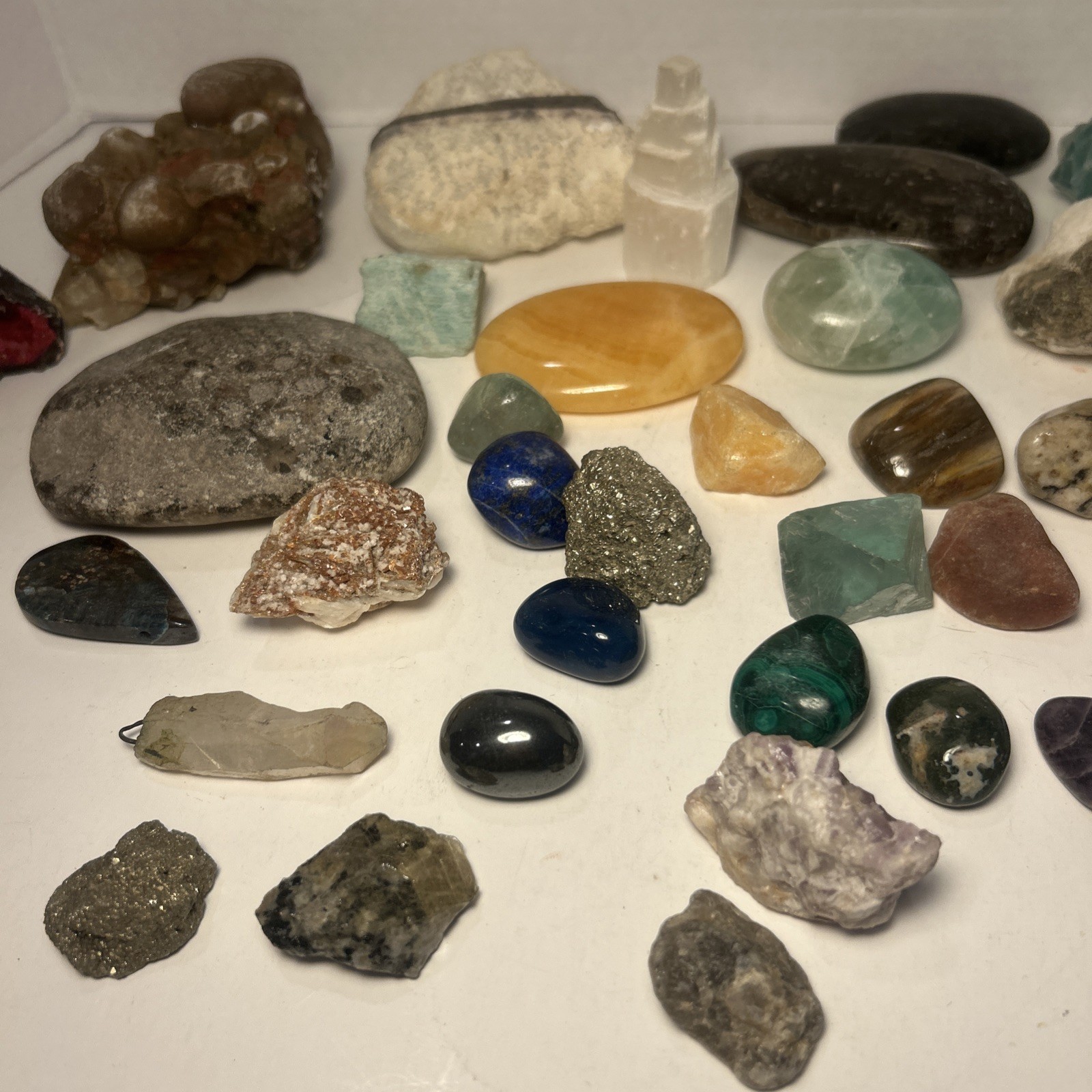 6 Mixed Lot Polished Rocks Tumbled Stones Gemstone Mix Tower,