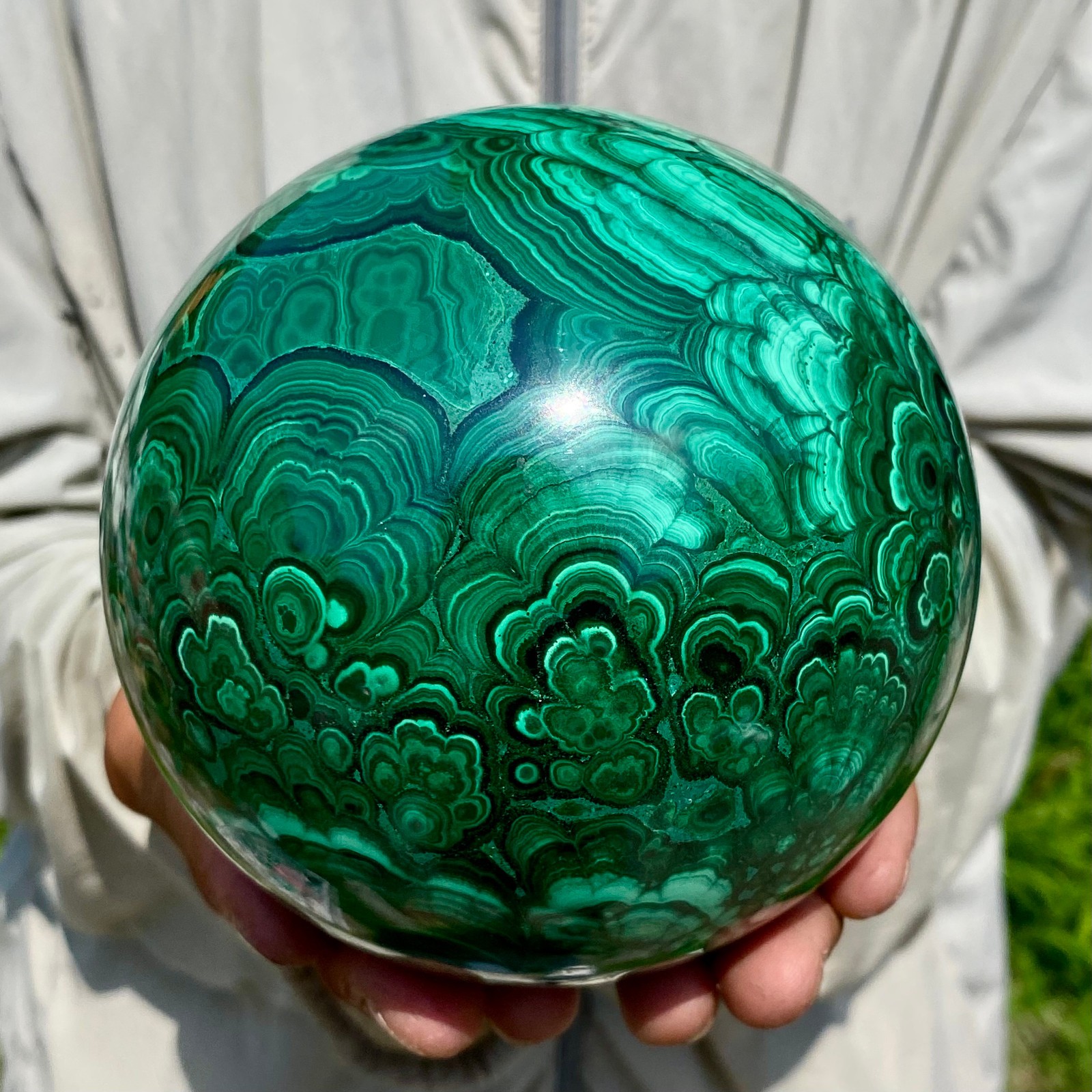 6.56LB Rare Natural Malachite quartz hand Carved sphere Crystal Healing
