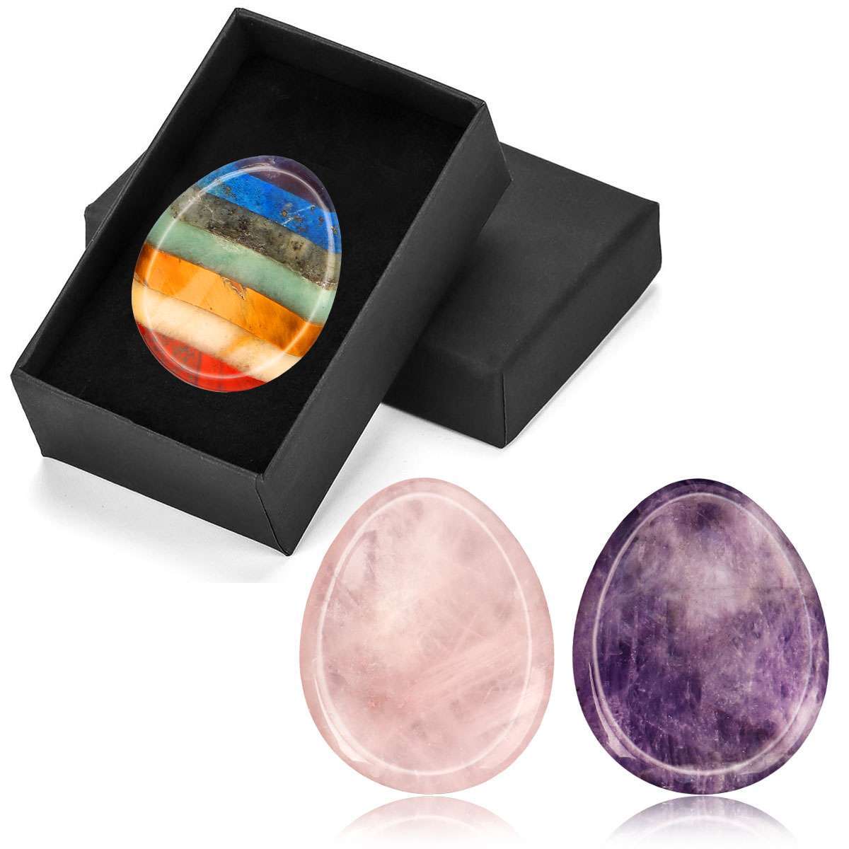 1-3Pc Healing Crystal Oval Thumb Worry Stone Pocket Palm Chakra Reiki Meditation