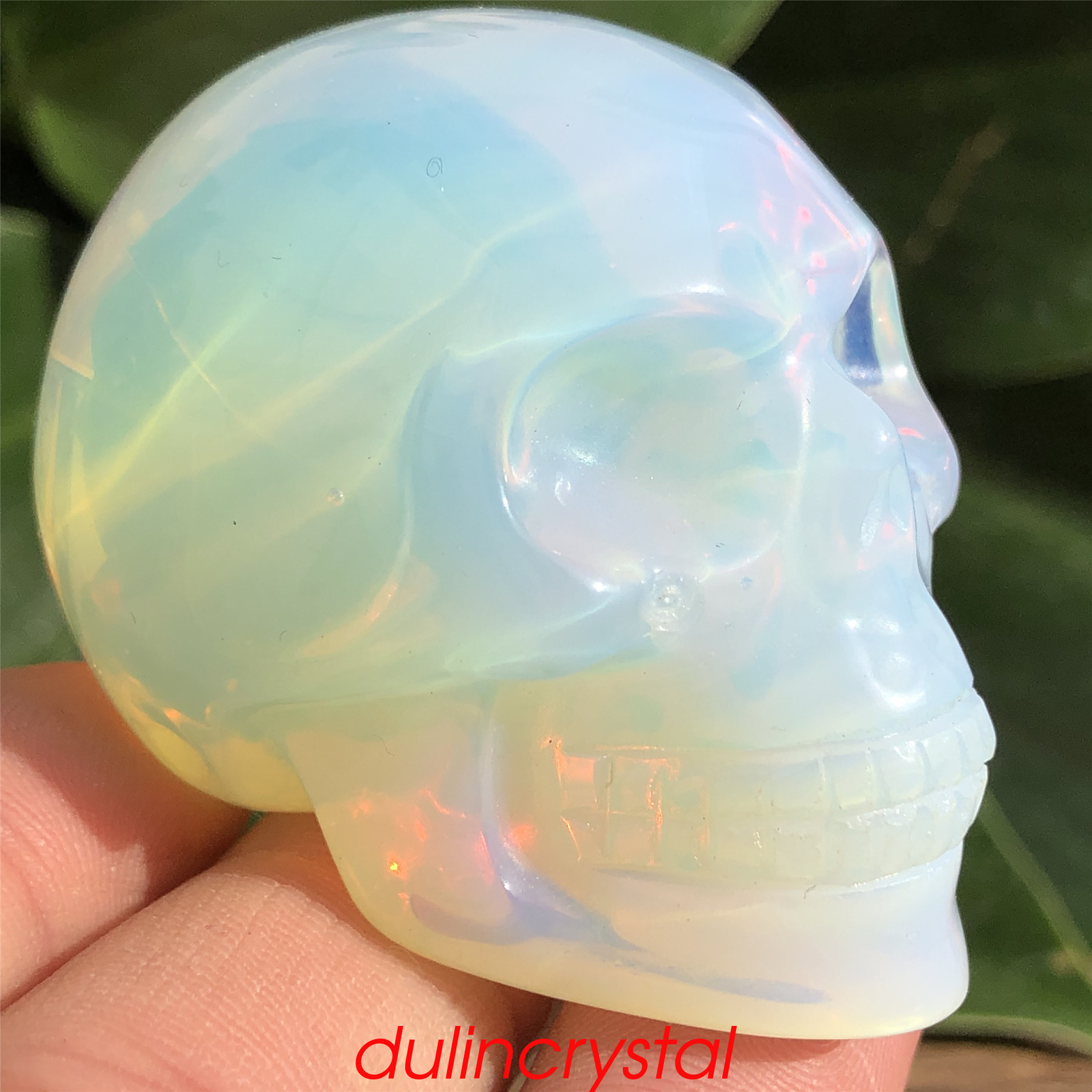 2” Opalite skull quartz crystal skull hand carved decoration reiki healing
