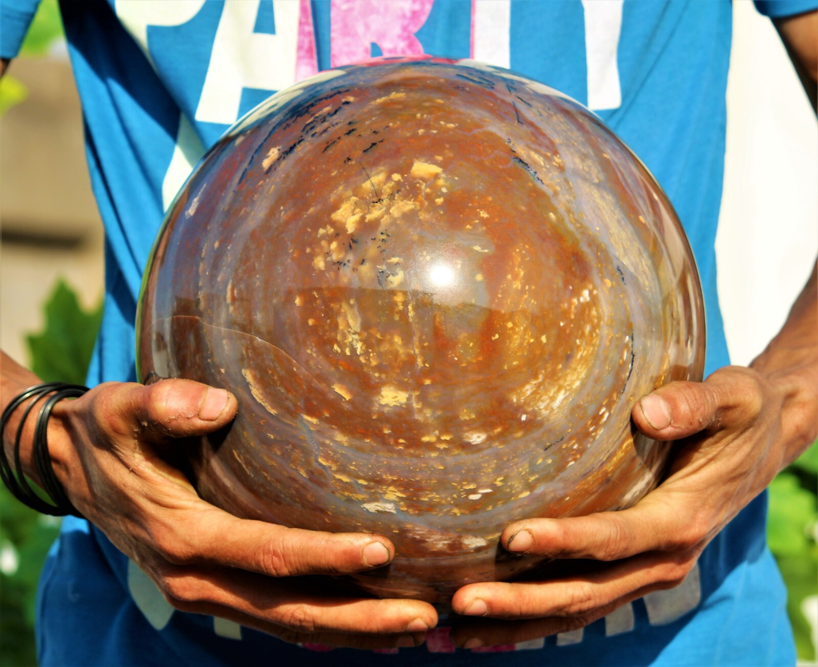 XL 41Lb Red Sonoran Dendritic Rhyolite Crystal Healing Metaphysical Stone Sphere