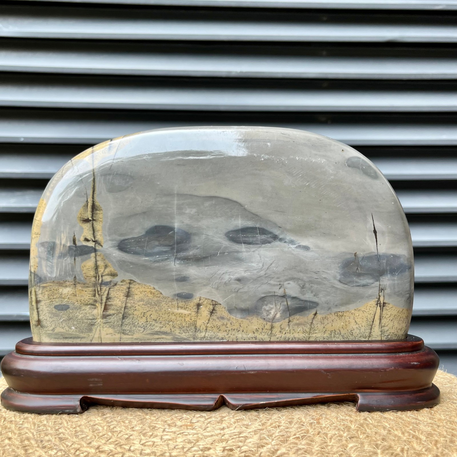 Natural Scenic Stone Harmony Pattern Display Art w/ Stand 3.7 lb