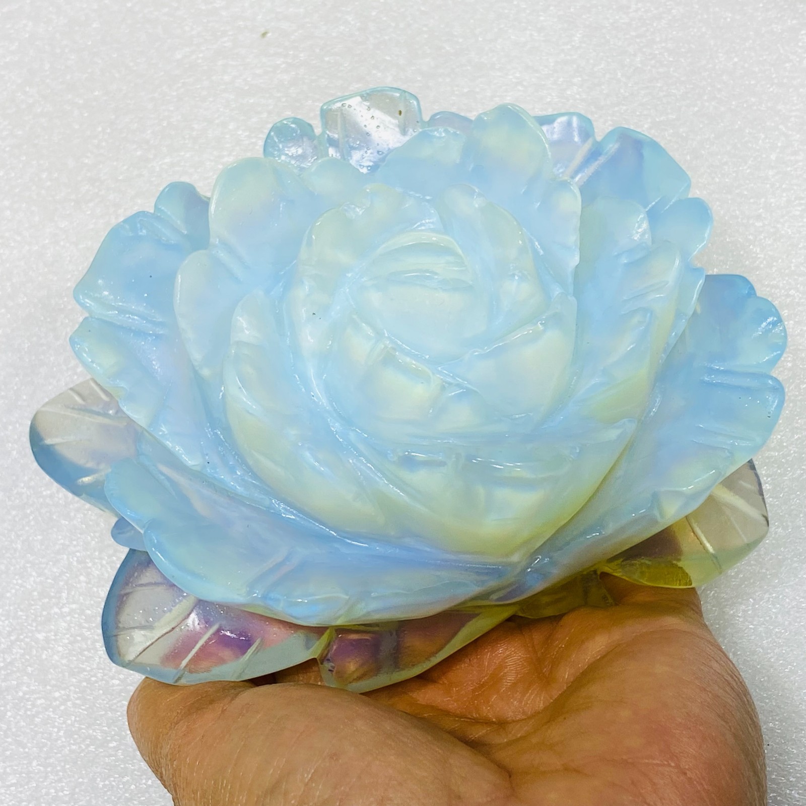A++ 110mm+ Natural Opal quartz Flower hand Carved crystal healing 1PC
