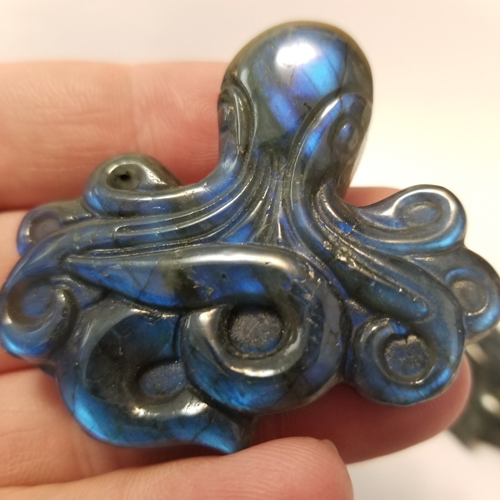 2″ Labradorite Octopus Figurine Carving Specimen Rocks Crystal