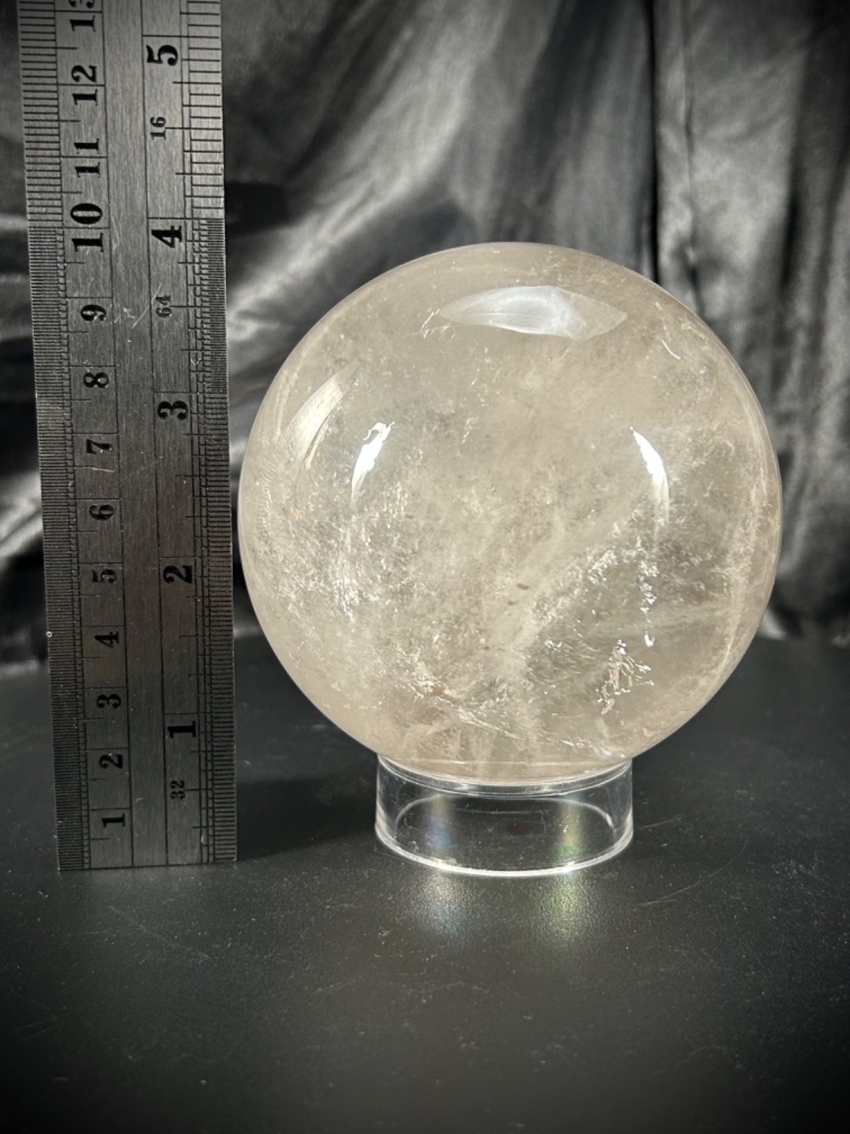 3.5″ Clear Quartz Sphere With Acrylic Stand 2lb 3.2oz (1kg)