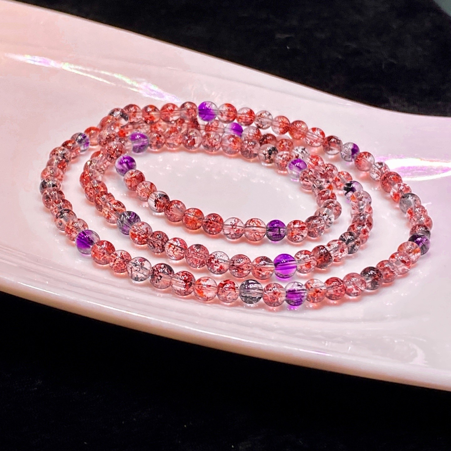 4.5mm Quality Natural Super Seven Quartz Crystal Bracelets Bangles Reiki Healing