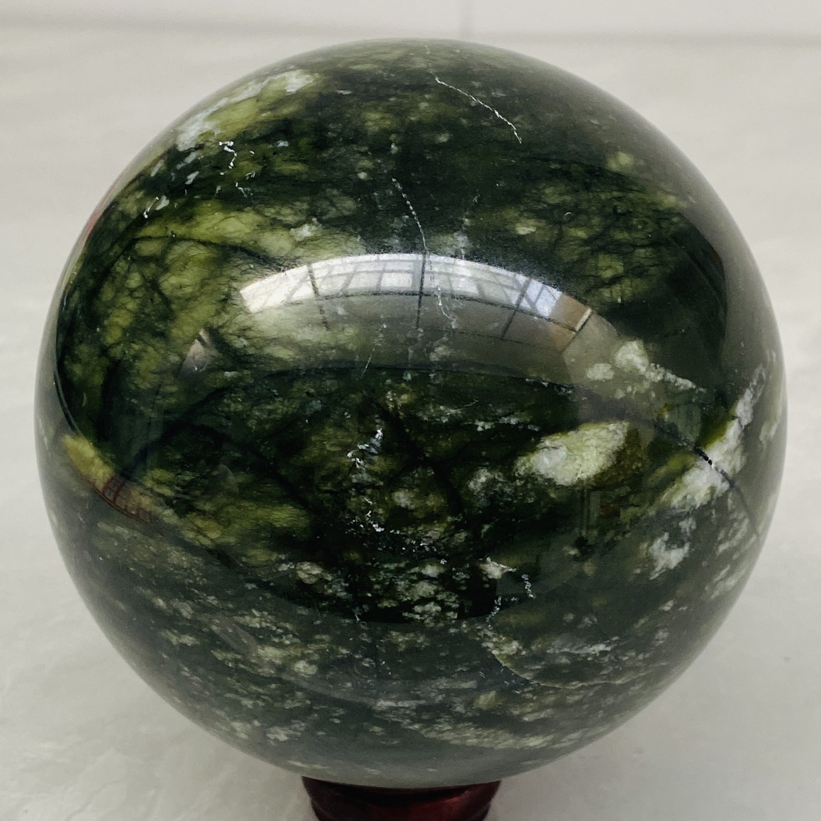 Natural Southern Jade Sphere Green Serpentine Crystal Ball Healing 2060g 4.54LB