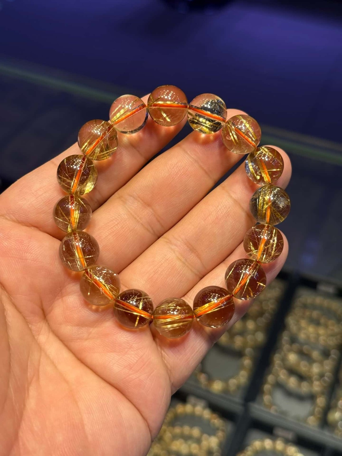 13mm Top Natural Rutile hair Crystal Quartz Bangle Bracelet Healing Repair