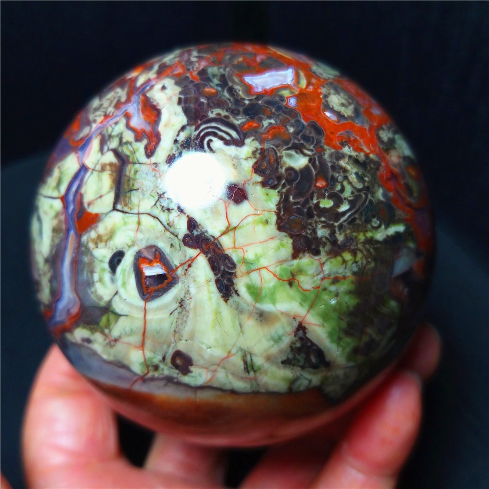 RARE 615.2g 76mm Natural Polished Colorful Agate Crystal Ball Healing A4894