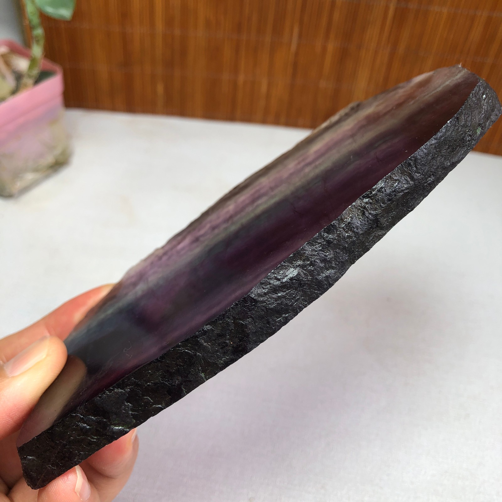 300g Natural Candy fluorite slice Crystal gemstone Polished/rough Specimen A8422