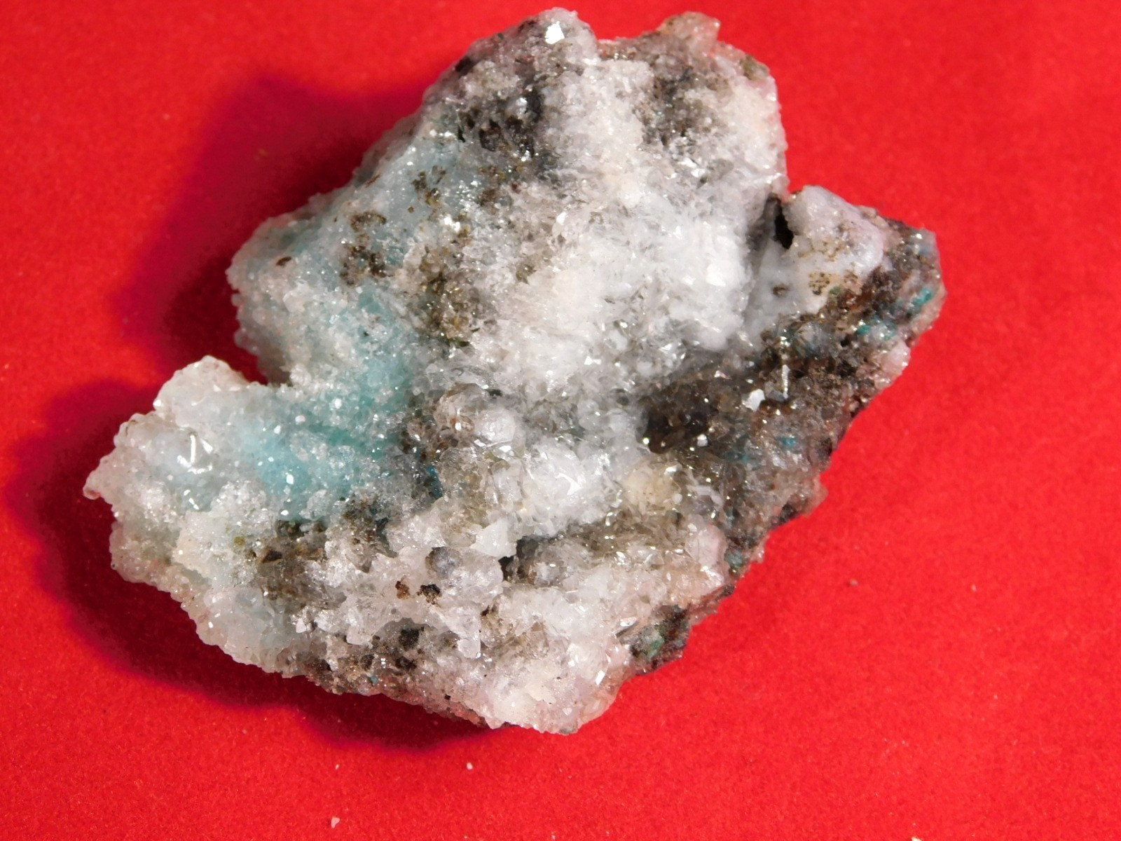 Light BLUE! CHRYSOCOLLA Cluster with Translucent Druzy Quartz Mexico 37.8gr
