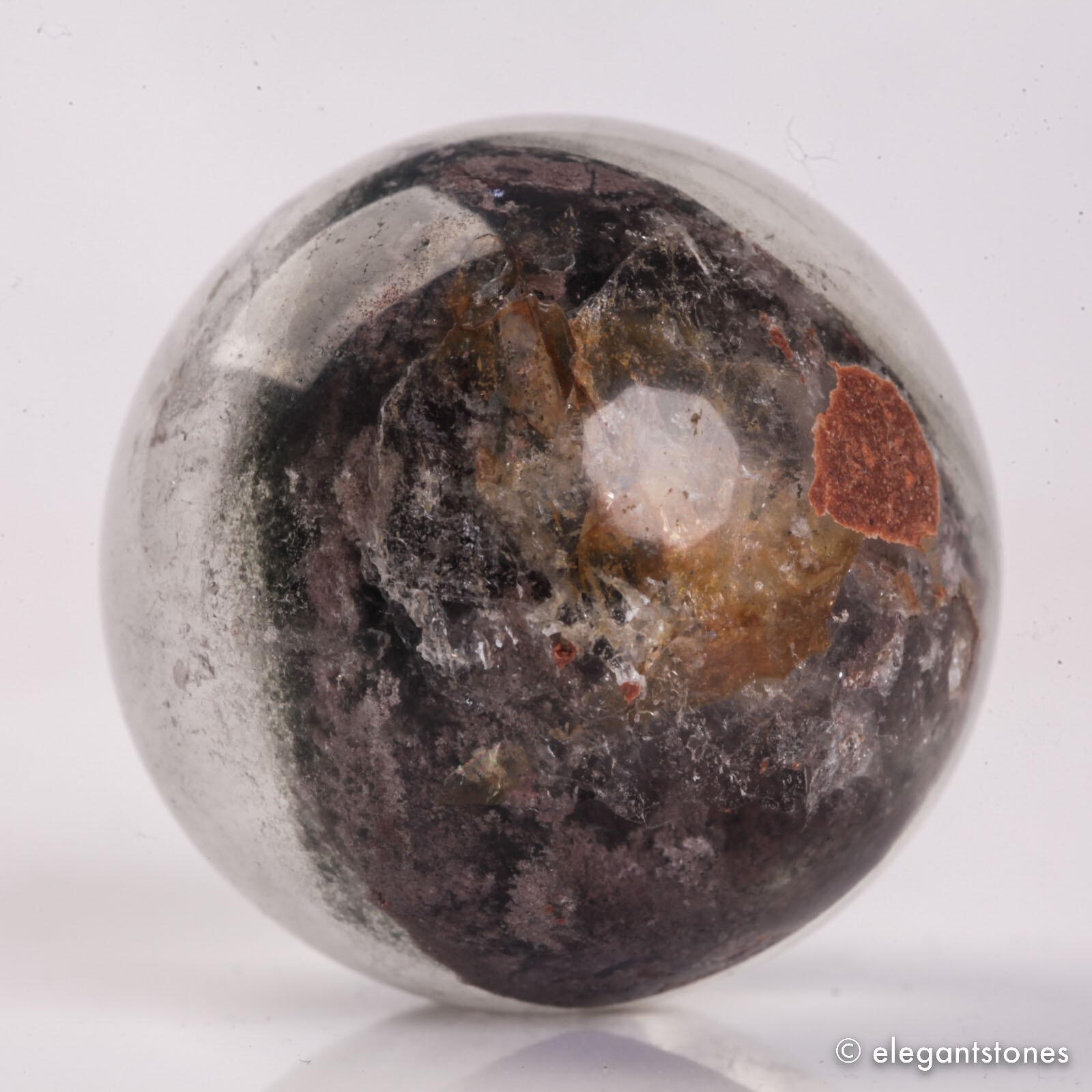 50g33mm Natural Garden/Phantom/Ghost/Lodolite Quartz Crystal Sphere Healing Ball