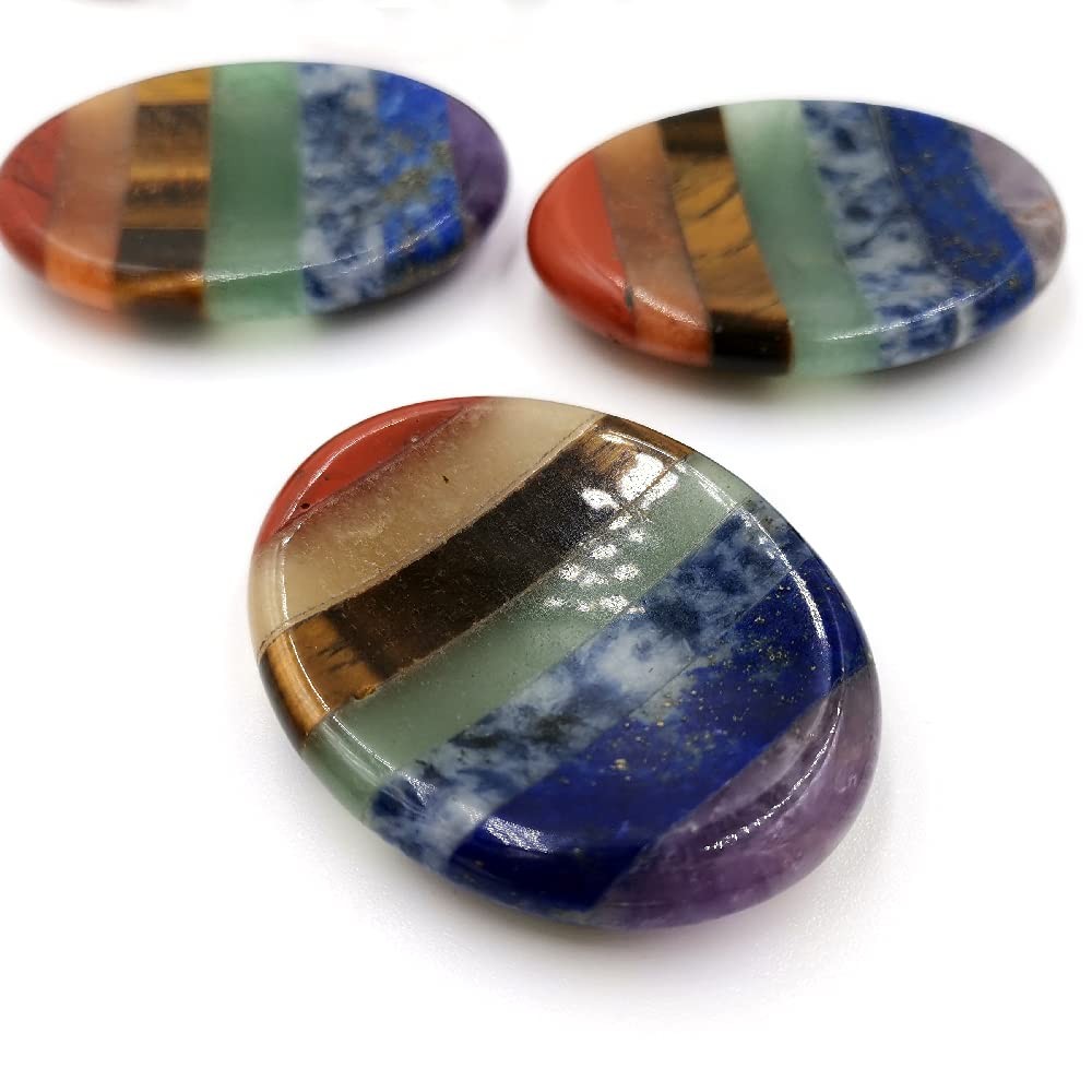 SHARKOOO Thumb Worry Stone for Anxiety, 7 Chakra 1 Count (Pack of 1), chakra