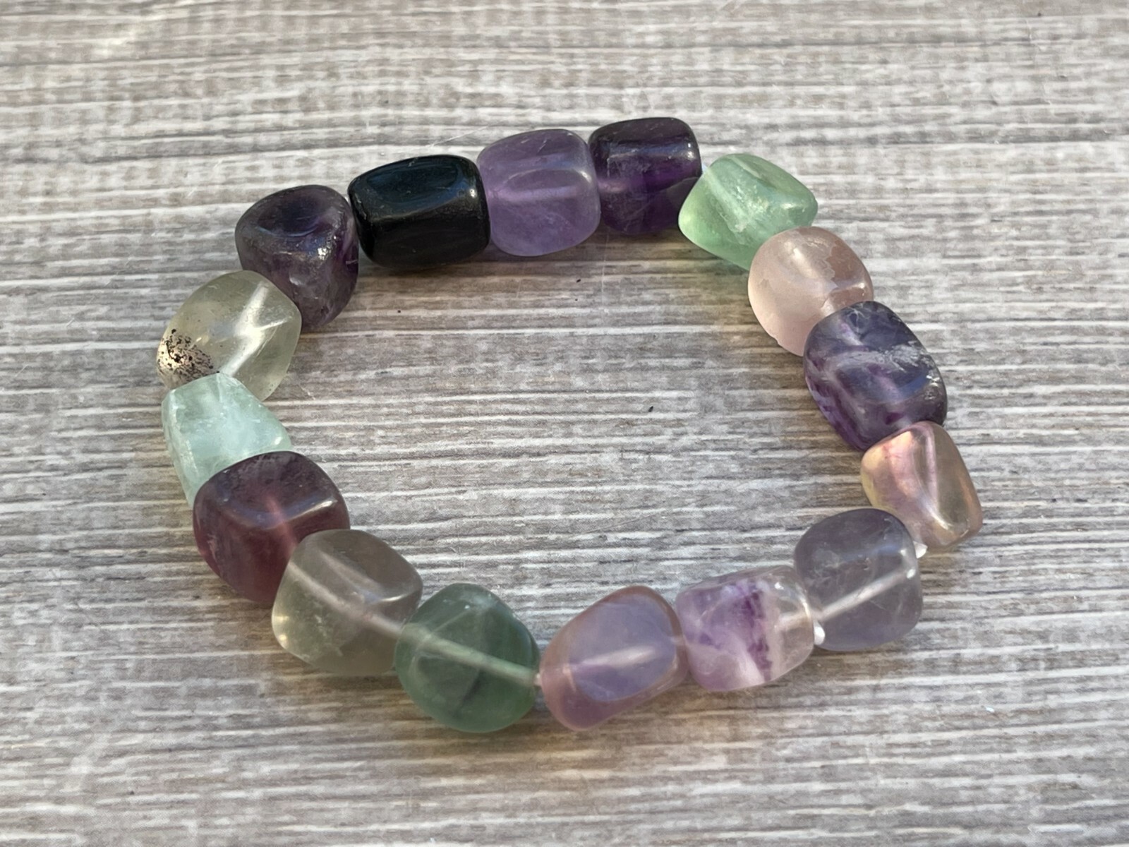 Grade A++ Fluorite Nugget Bracelet, Genuine Fluorite Gemstone Nugget Bracelet
