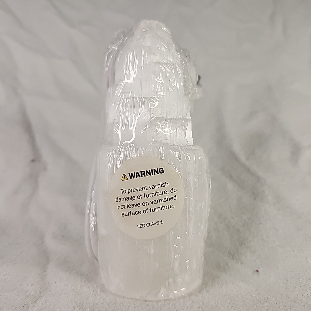 Selenite Lamp Crystal Gemstone Tower Point Lamp W/ USB LED Light Healing 5″ NEW