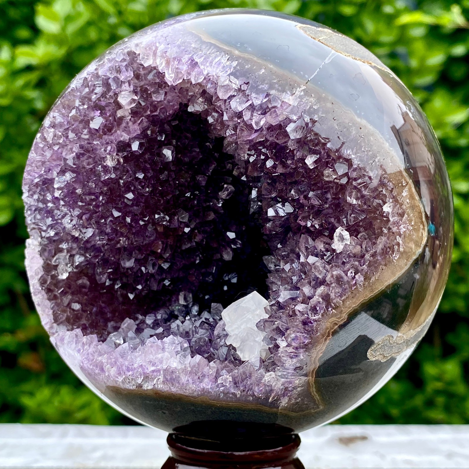3.9LB Amethyst Agate Sphere Polished Healing Crystal Ball Home Feng Shui Ornam