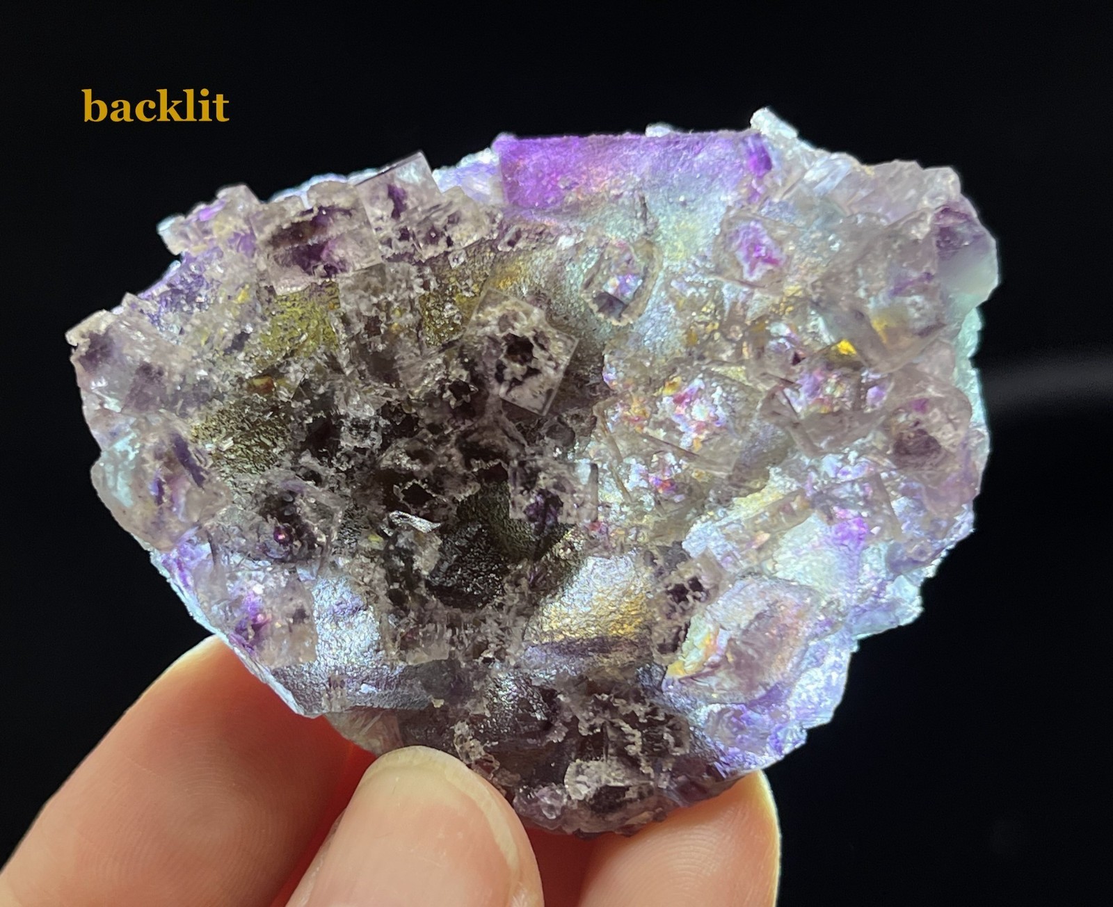 56mm 71g Two-generations Fluorite, Cubic on Octahedron, Natural Mineral Specimen
