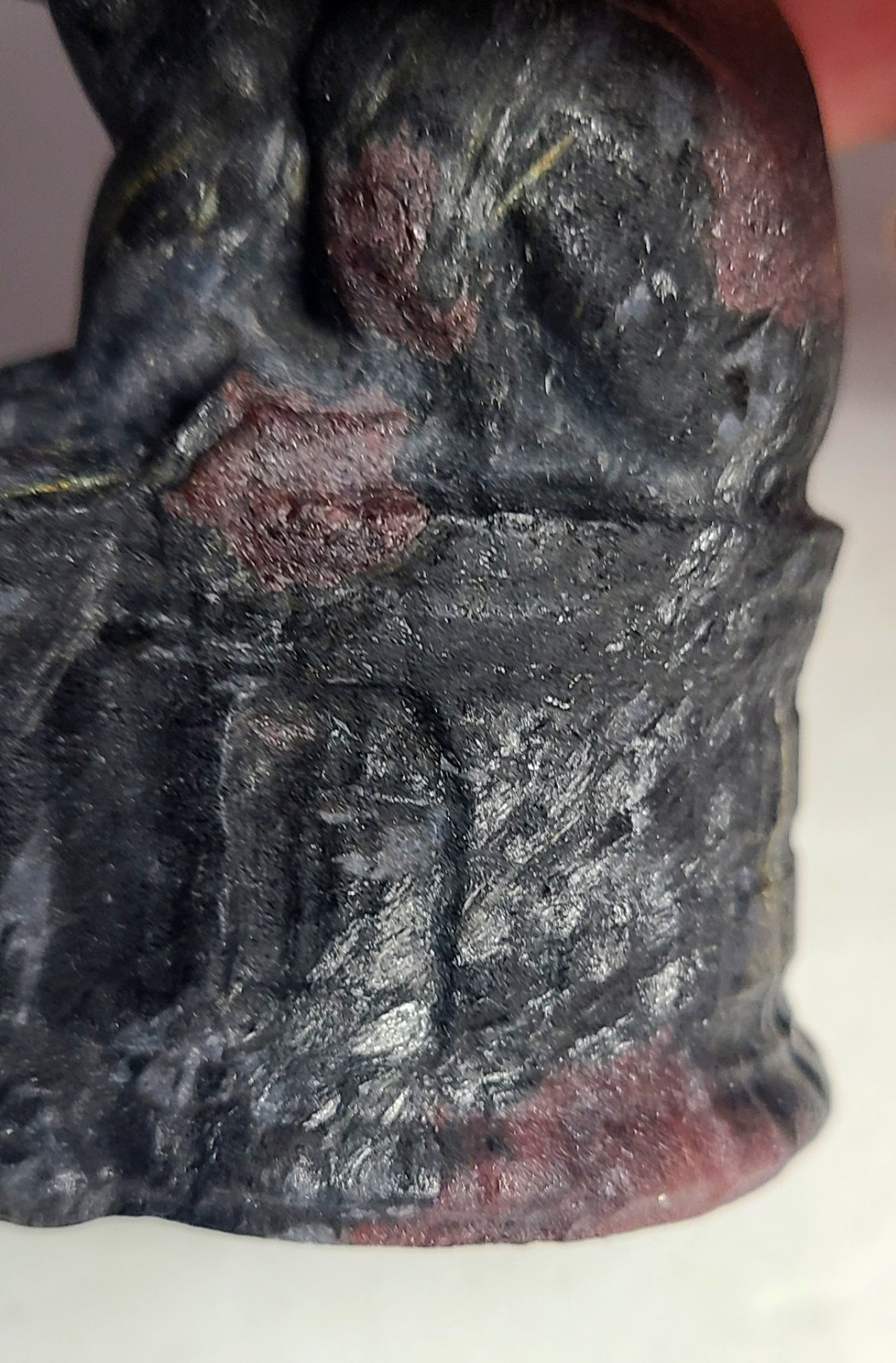 4″ 329g Magnificent Garnet Arfvedsonite Gargoyle Crystal Stone Carving Statue