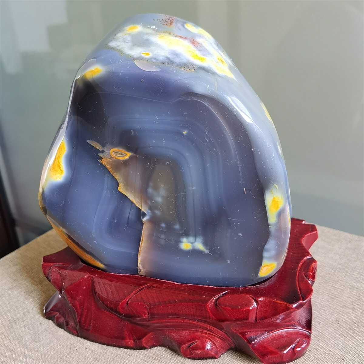 2.45Kg Beautiful Colourful agate Geode polishing furnishing article A712